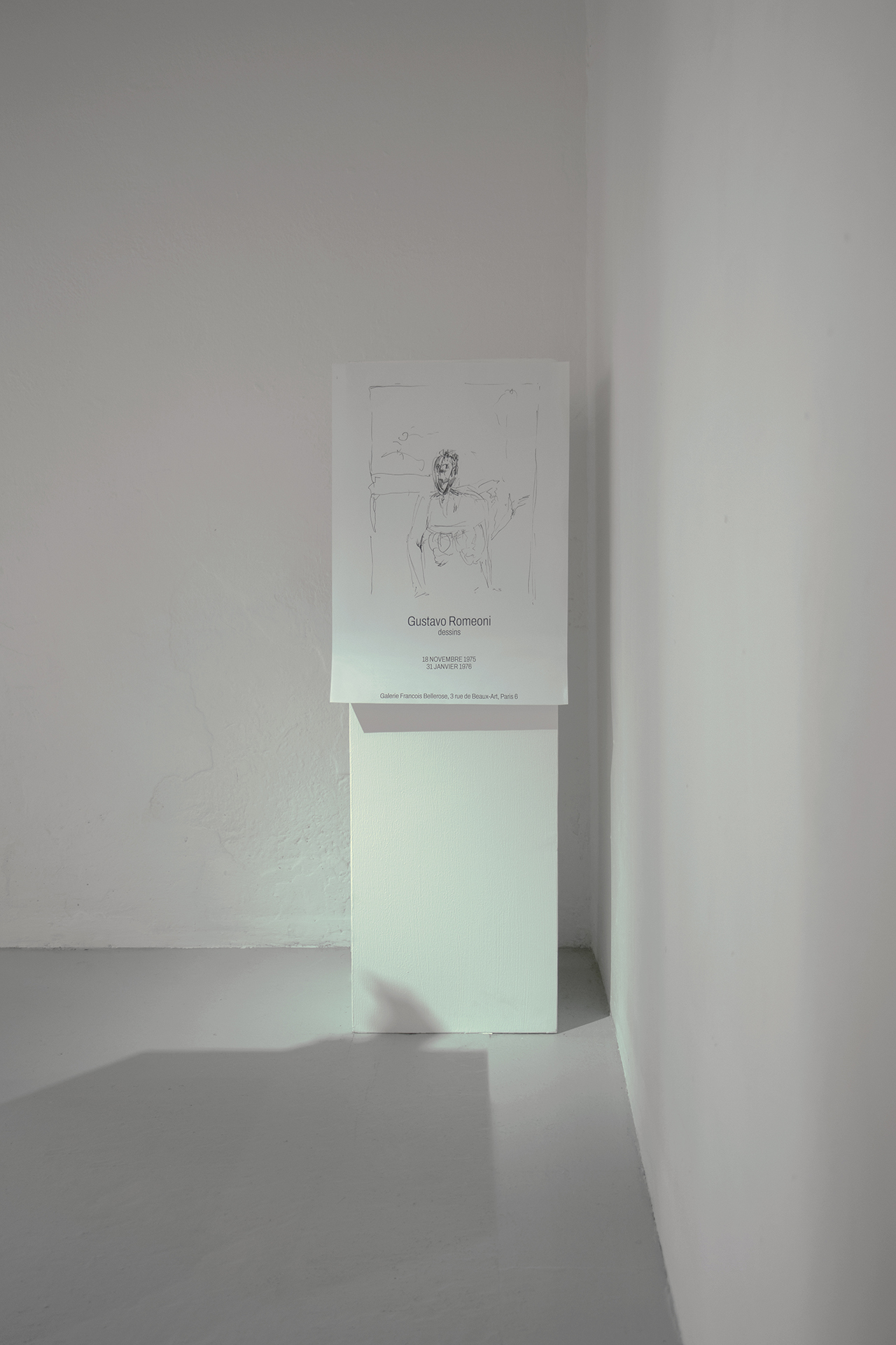 Andrea Magnani, Gustavo Romeoni, De quoi parles-tu?, 1973, 2024. Bronze, digital print on paper, acrylic and oil paint on wood. Variable dimensions, 32 x 27 x 15 cm (bronze).