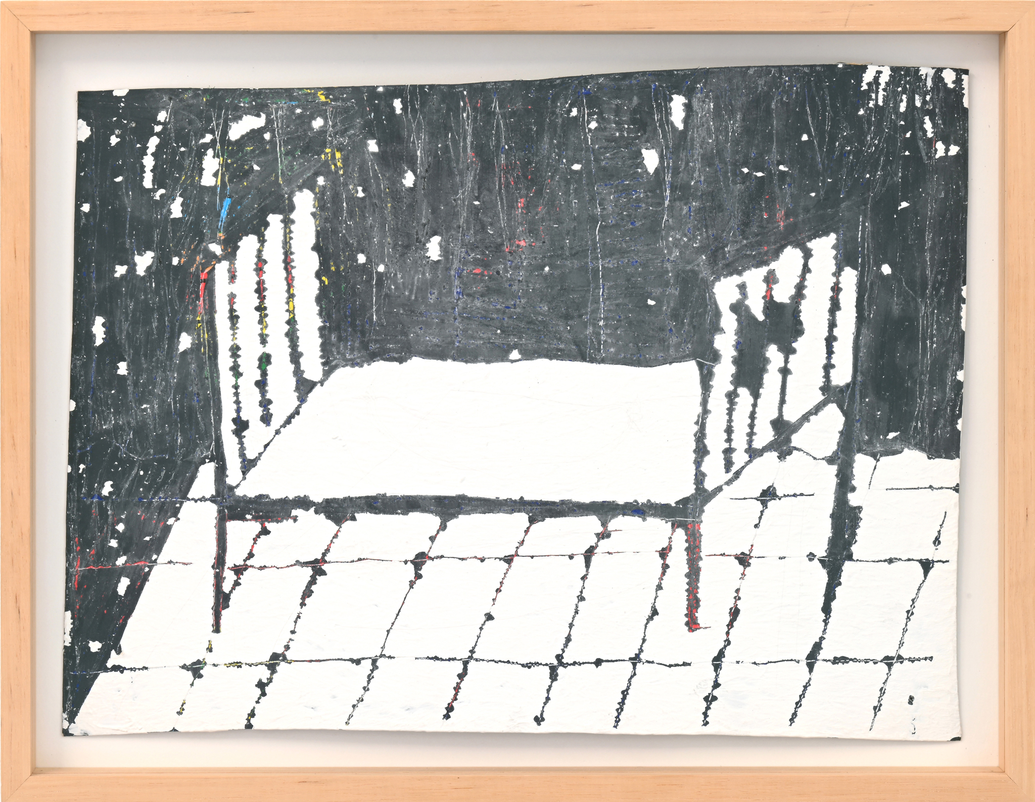 Bett (1/3), 2020, latex on tetra pack, motif: ca. 22x32 cm / frame: 27,5x36,5 cm