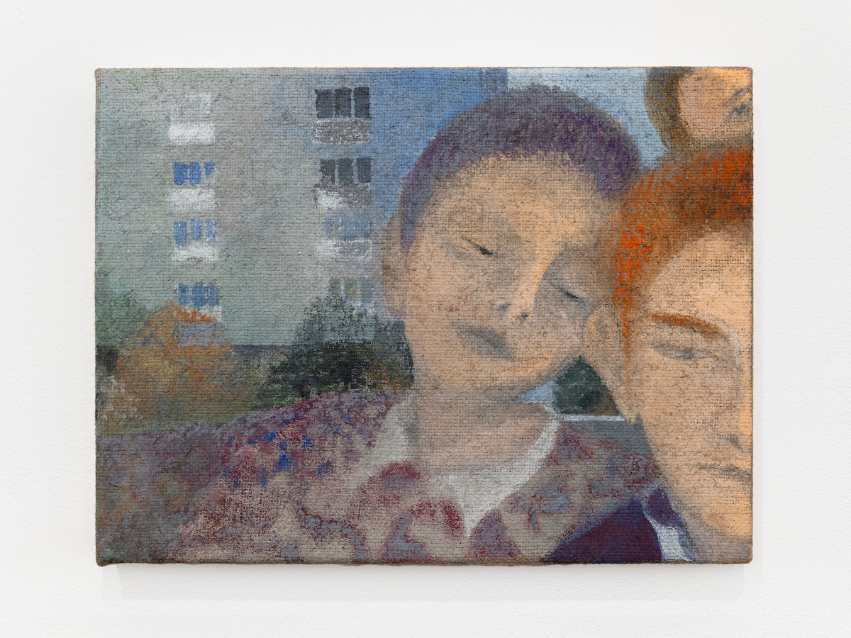 Tomasz Kowalski, Untitled, 2024, Gouache and oil on jute, 42 × 32 cm. Courtesy of the artist and Crèvecœur, Paris. Photo: Martin Argyroglo