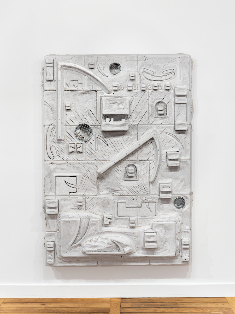 Cezary Poniatowski, Guardians of Sleep, 2024, Extruded polystyrene, metal vents, gunfoam, 175 × 130 × 25 cm. Courtesy of the artist and Crèvecœur, Paris. Photo: Martin Argyroglo