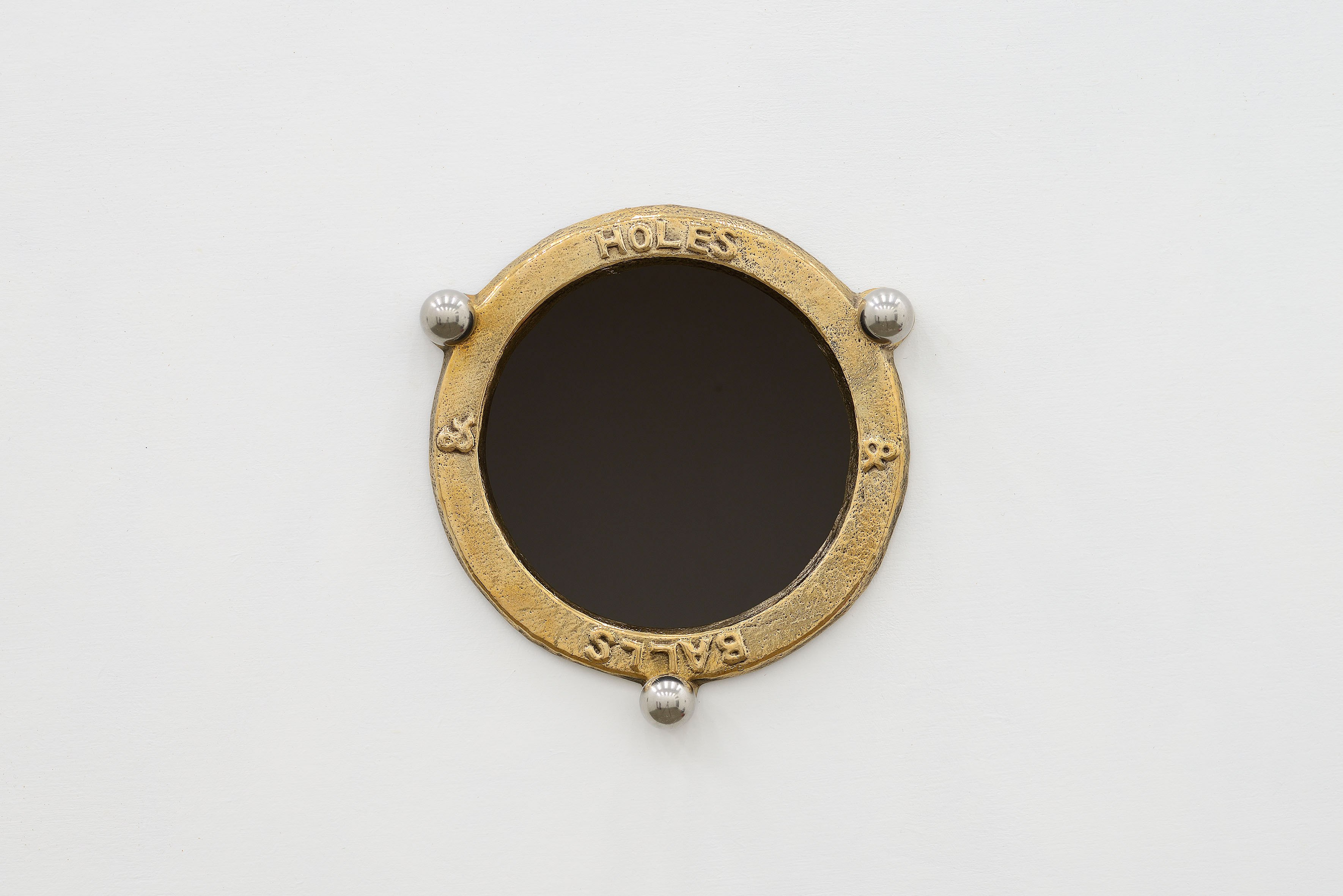Look (Holes & balls), 2024 sand casted bronze, aluminum pins 16 x 16,5 x 2,5 cm unique