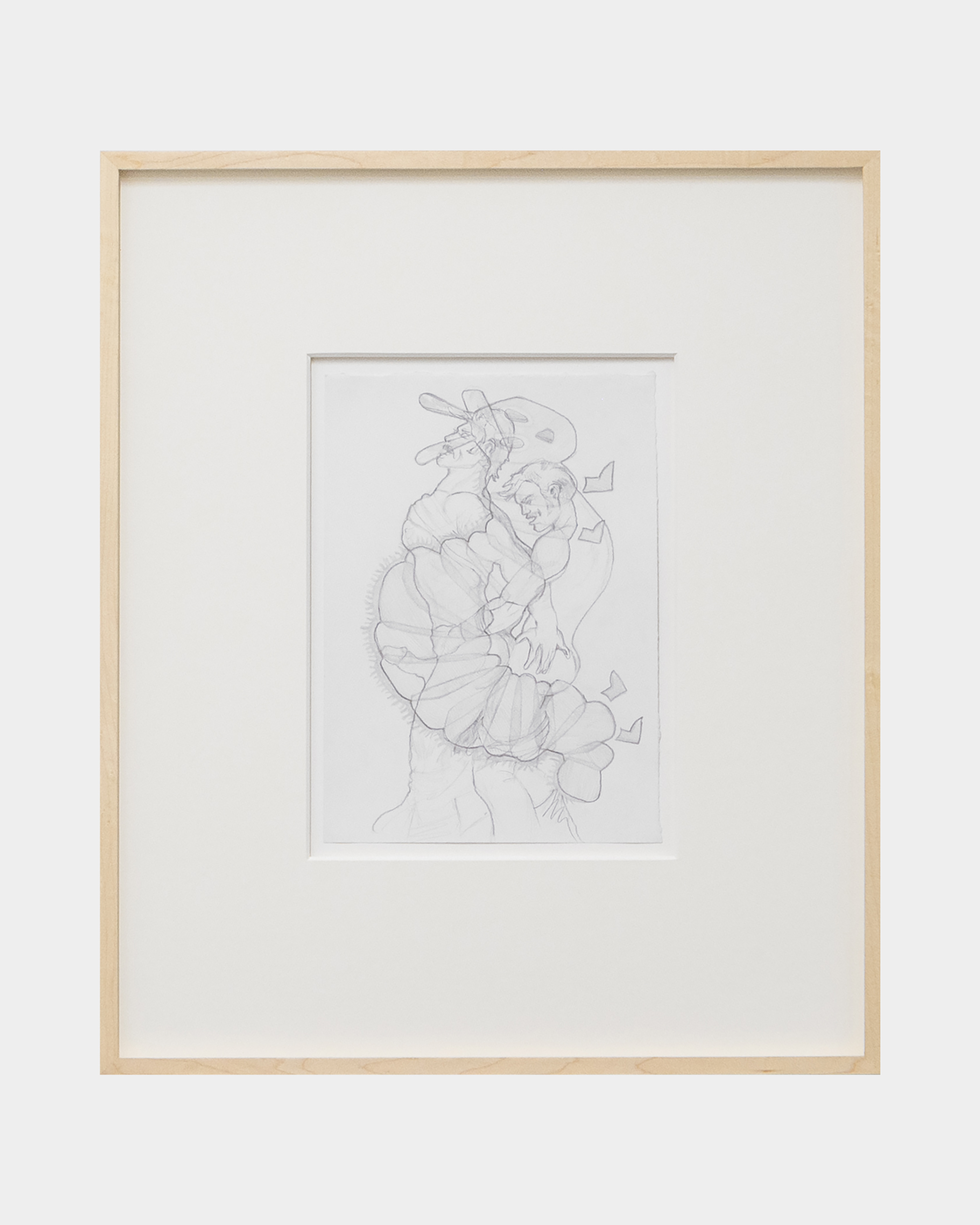 Daniel Moldoveanu, Untitled (Eric Carle, Tom of Finland), 2024 Pencil on paper in artist’s frame, 49,2 x 58, 2 x 3,2 cm