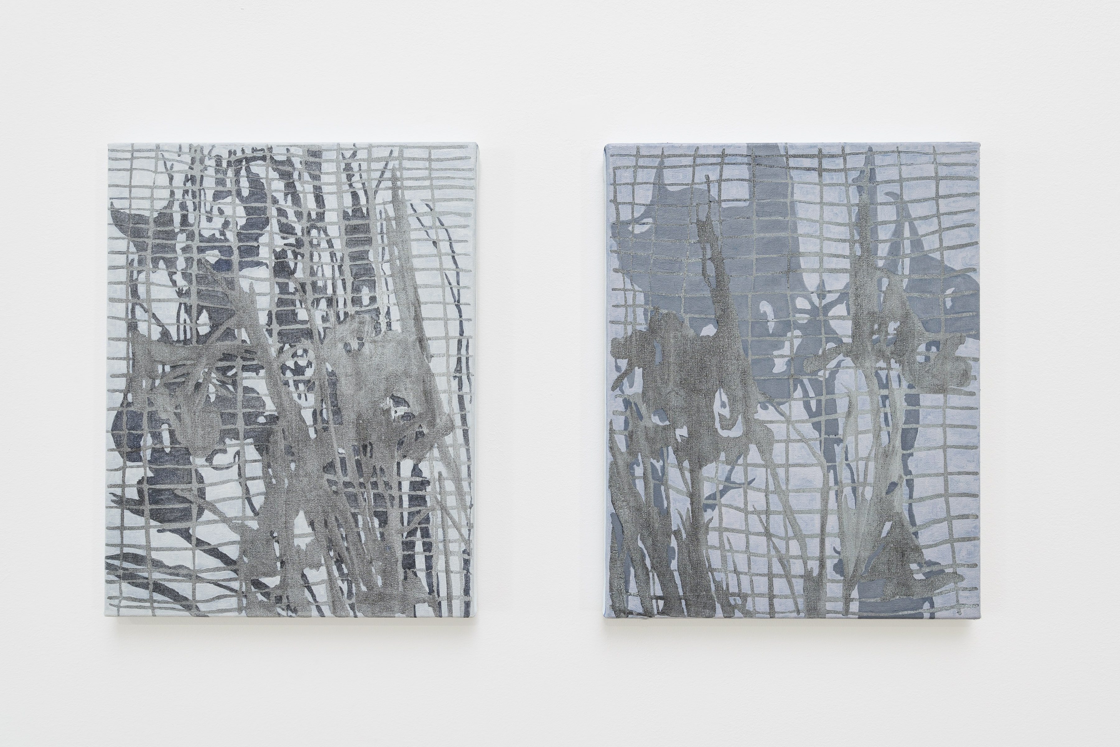 o.T. (dust and stone), 2023 oil on canvasâš 195 x 170 cm & o.T. (stone and dust), 2023 oil on canvasâš195 x 170 cm