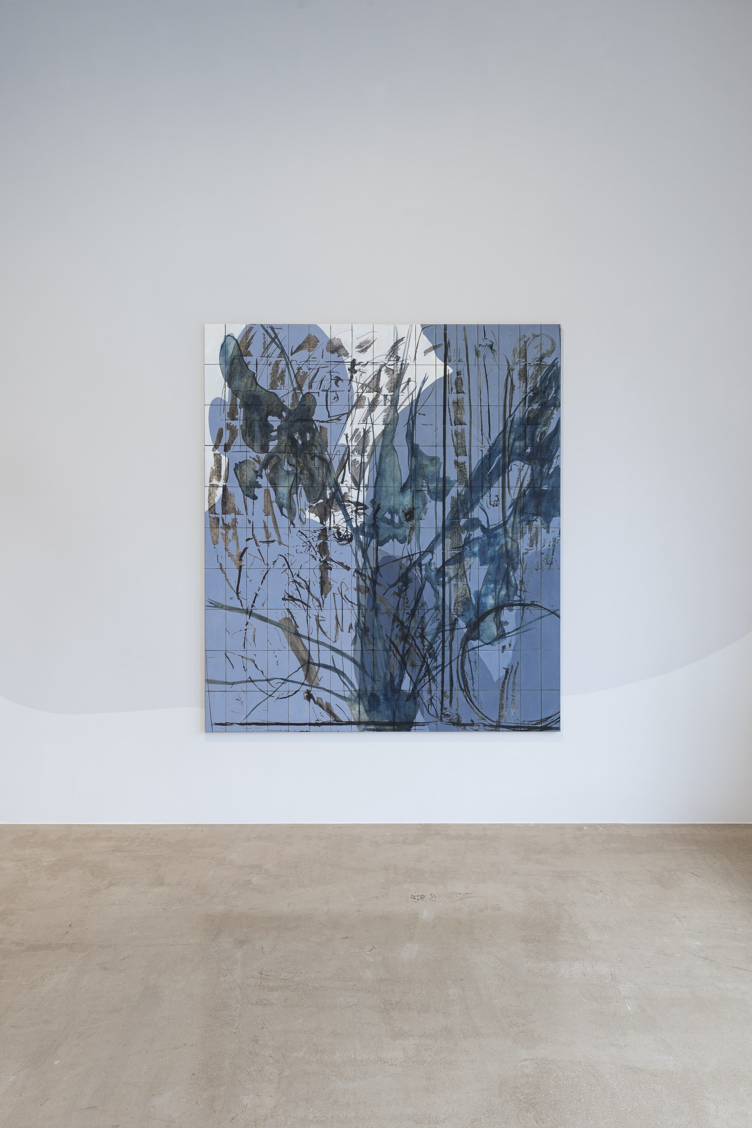 o.T. (alienation), 2023, oil, ink and coal on canvas, 195 x 170 cm