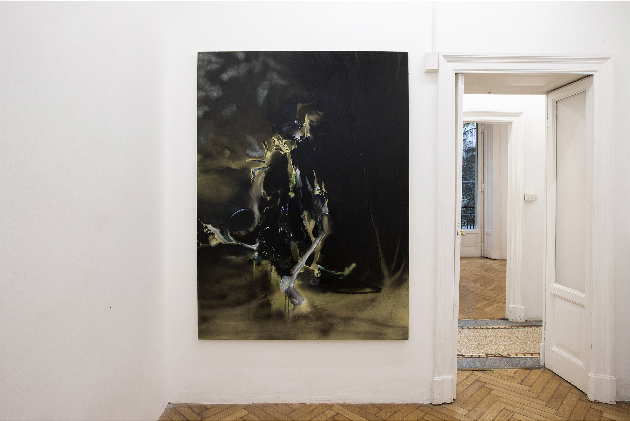 Lorenzo Conforti, Il varco dei capricci, oil and spray paint on canvas,190x140 cm, 2023