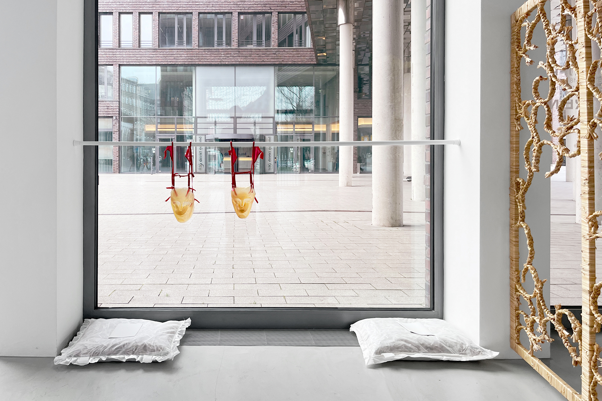 Ja Jess, ‘intimacy coordinator I+II’, 2023. exhibition view ‘Unselfing’, Dortmunder Kunstverein, 2024. Courtesy: The artist, Dortmunder Kunstverein