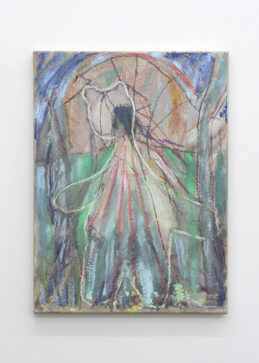 Miles Hendricks, Bear World, 2023, Oil stick, pastel and ink on cotton, 405 x 305mm