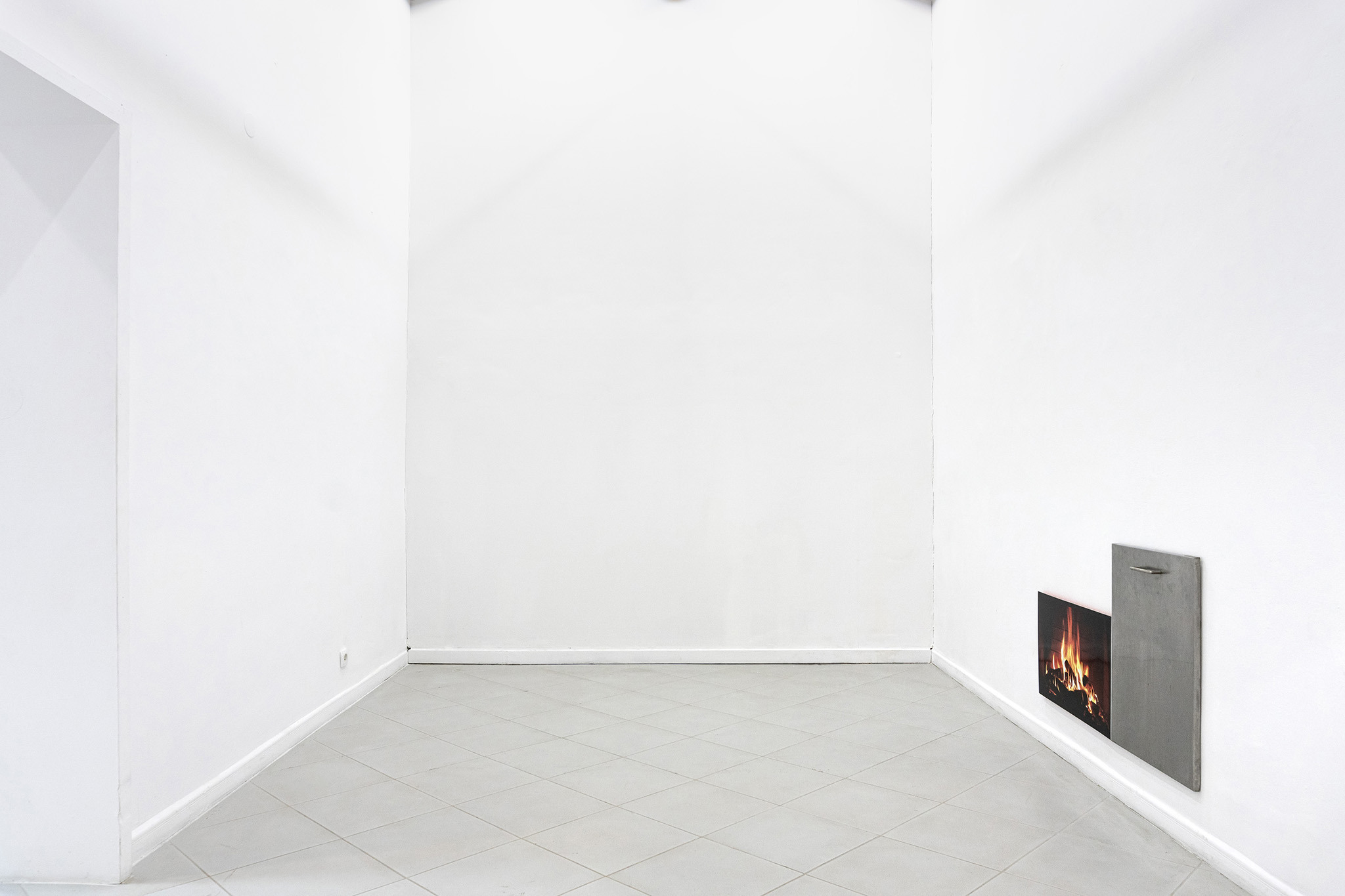 Jan Domicz, Diptych (home staging), 2024, print on pvc, stainless steel, wood, dimensions variable