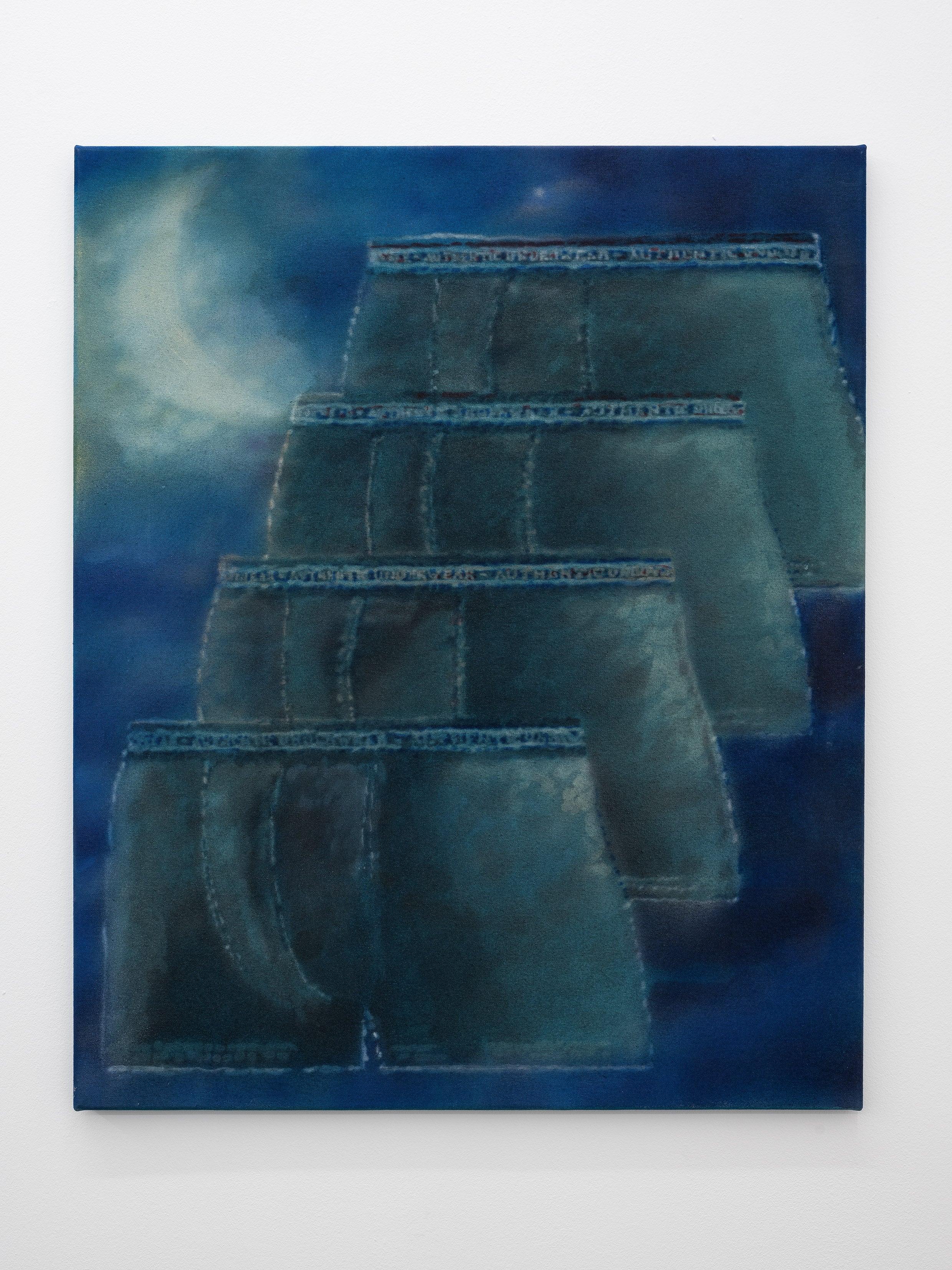 Sarah Fripon,
authentic underwear, acrylic on canvas, 2023, 72 x 60 x 2,5 cm