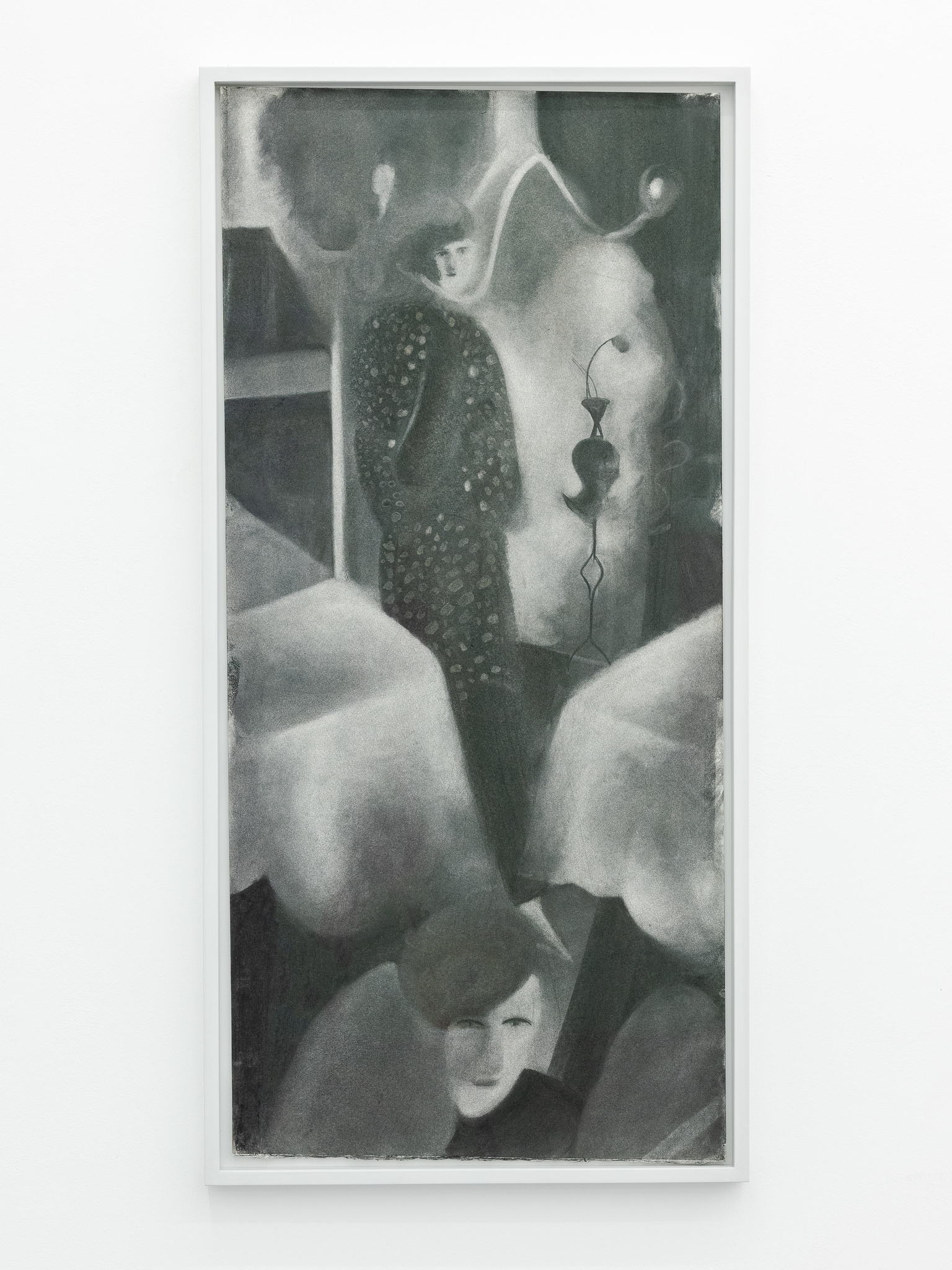 Omer Halperin, Afikokeres 1, 2022 · Charcoal on paper · 110 × 50 cm · Unique