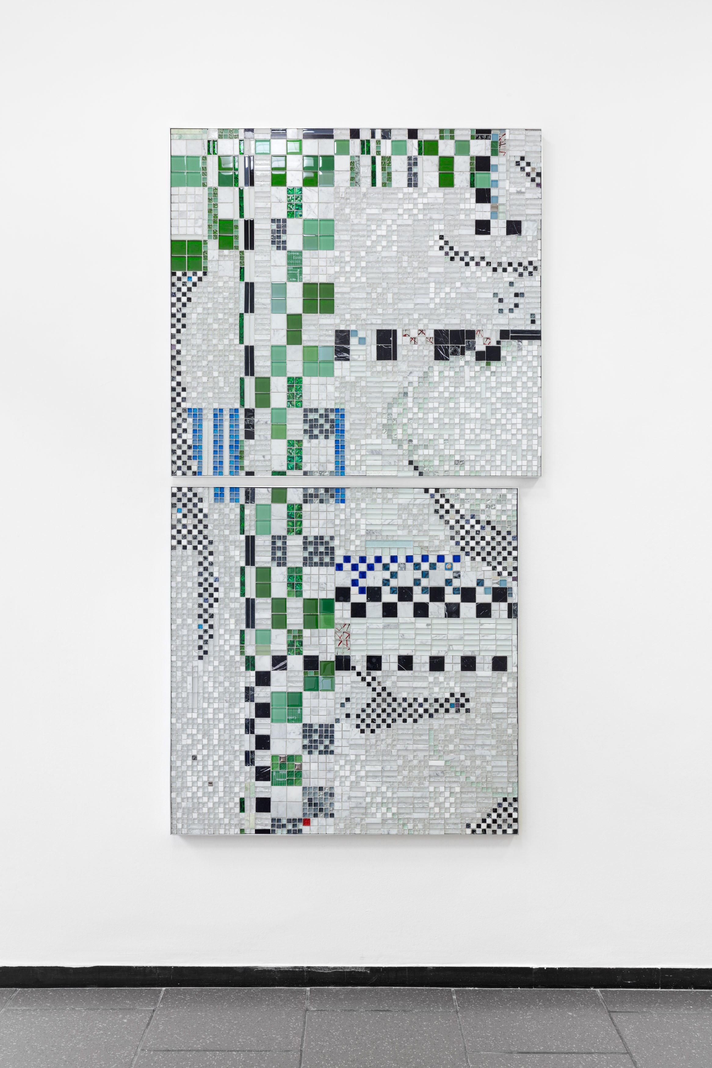 How Do They Feel That They Were Puzzled, 2024; mixed tiles, aluminium; 224 x 118 x 3 cm