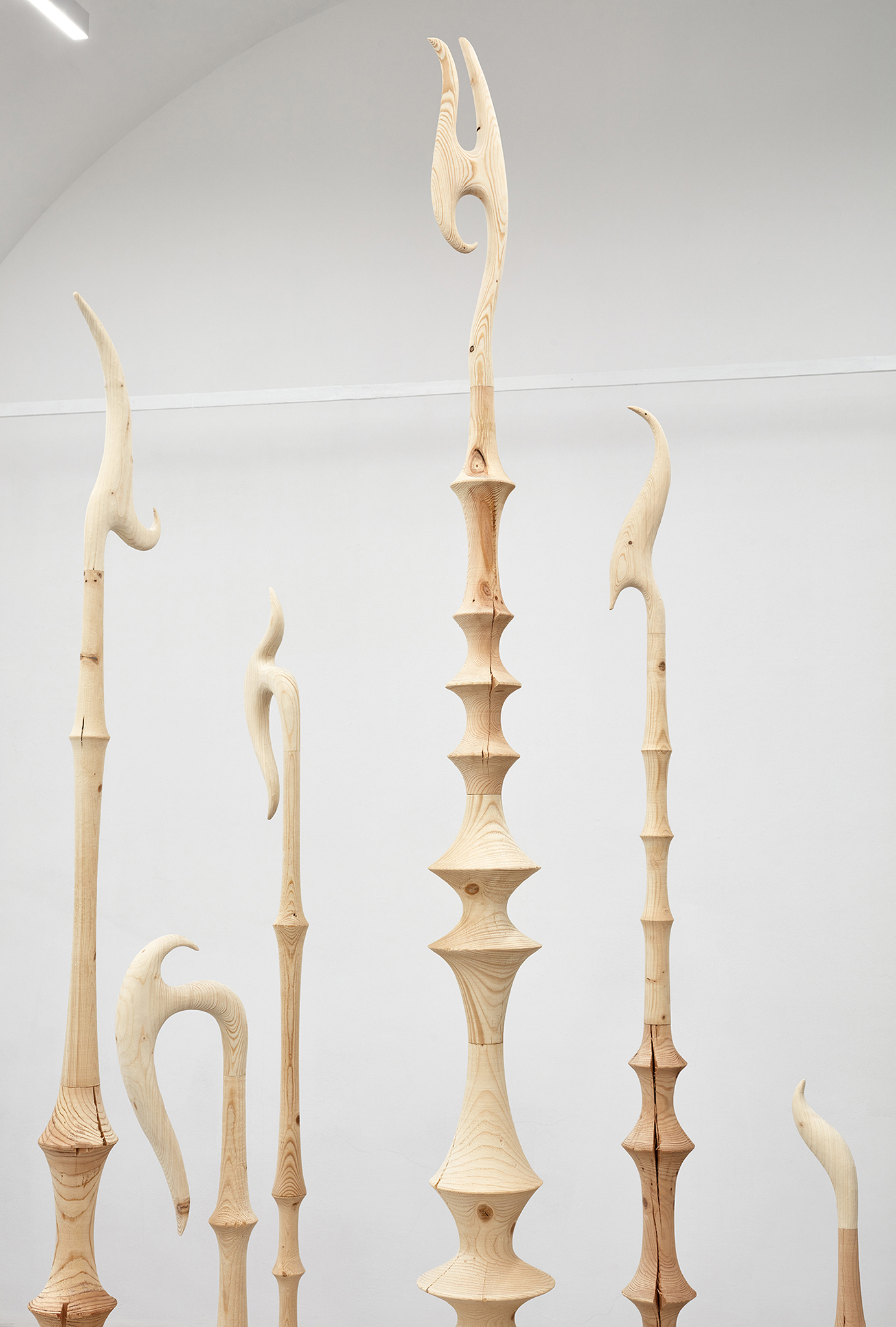 Emelie Sandström, "The Vestibule" (detail), 2024 (Spruce, dimensions variable).