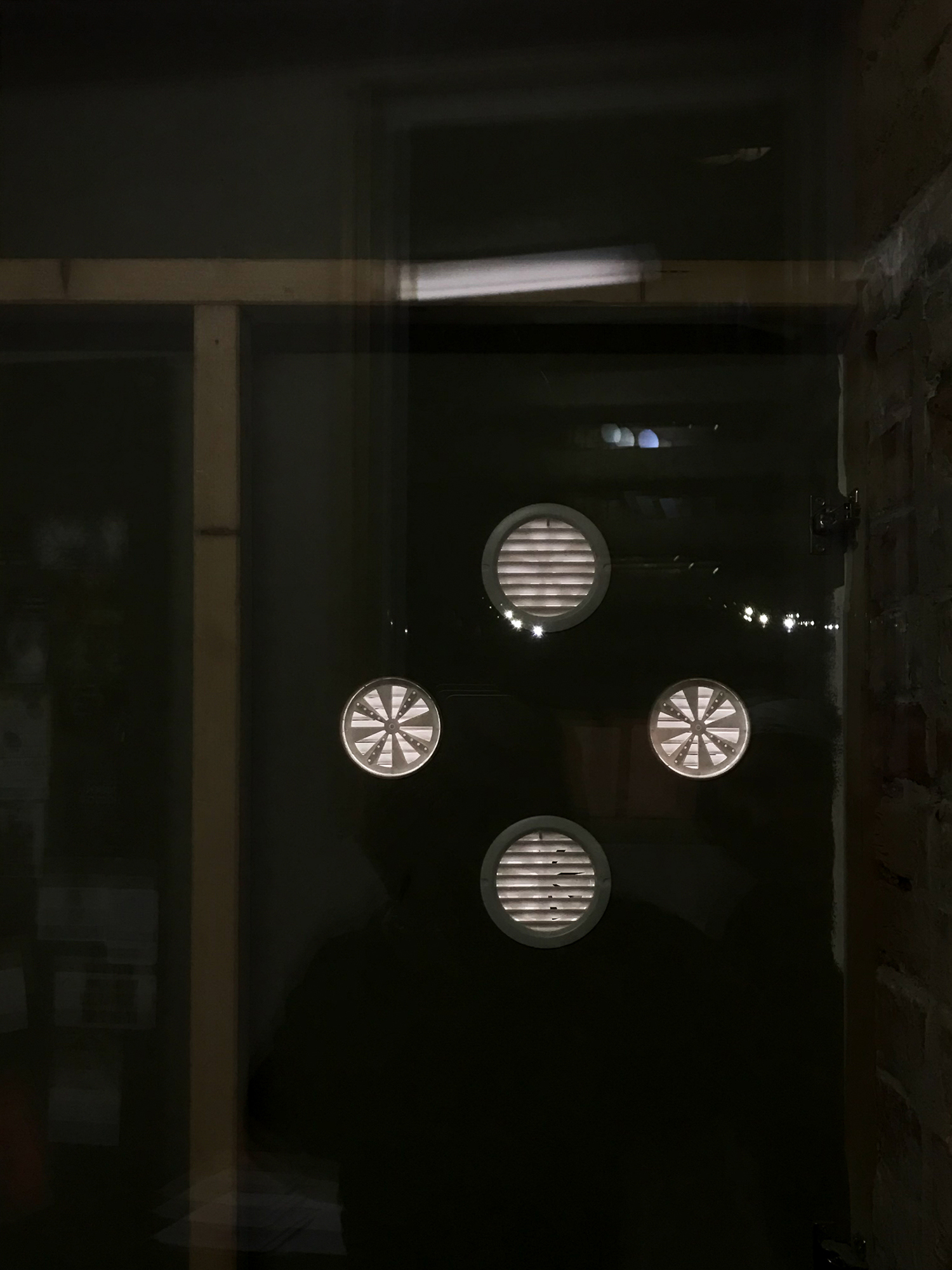 installation view, Aaron Amar Bhamra, air, 2024, 220 m2 , four ventilation grilles, air