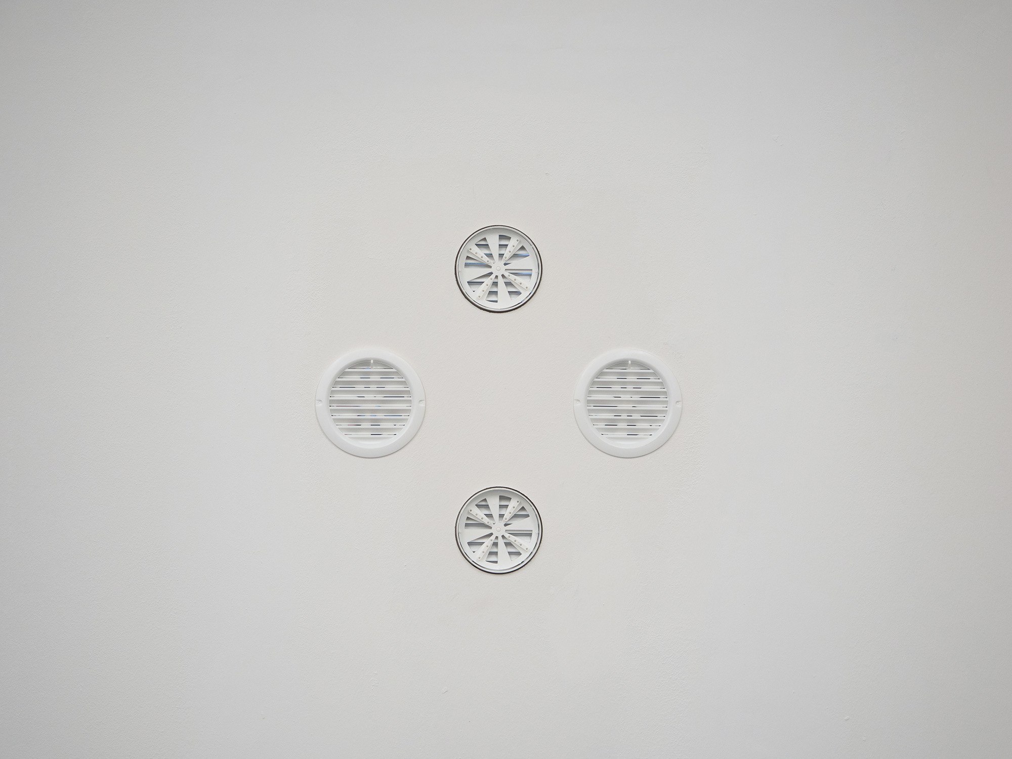 installation view, Aaron Amar Bhamra, air, 2024, 220 m2 , four ventilation grilles, air