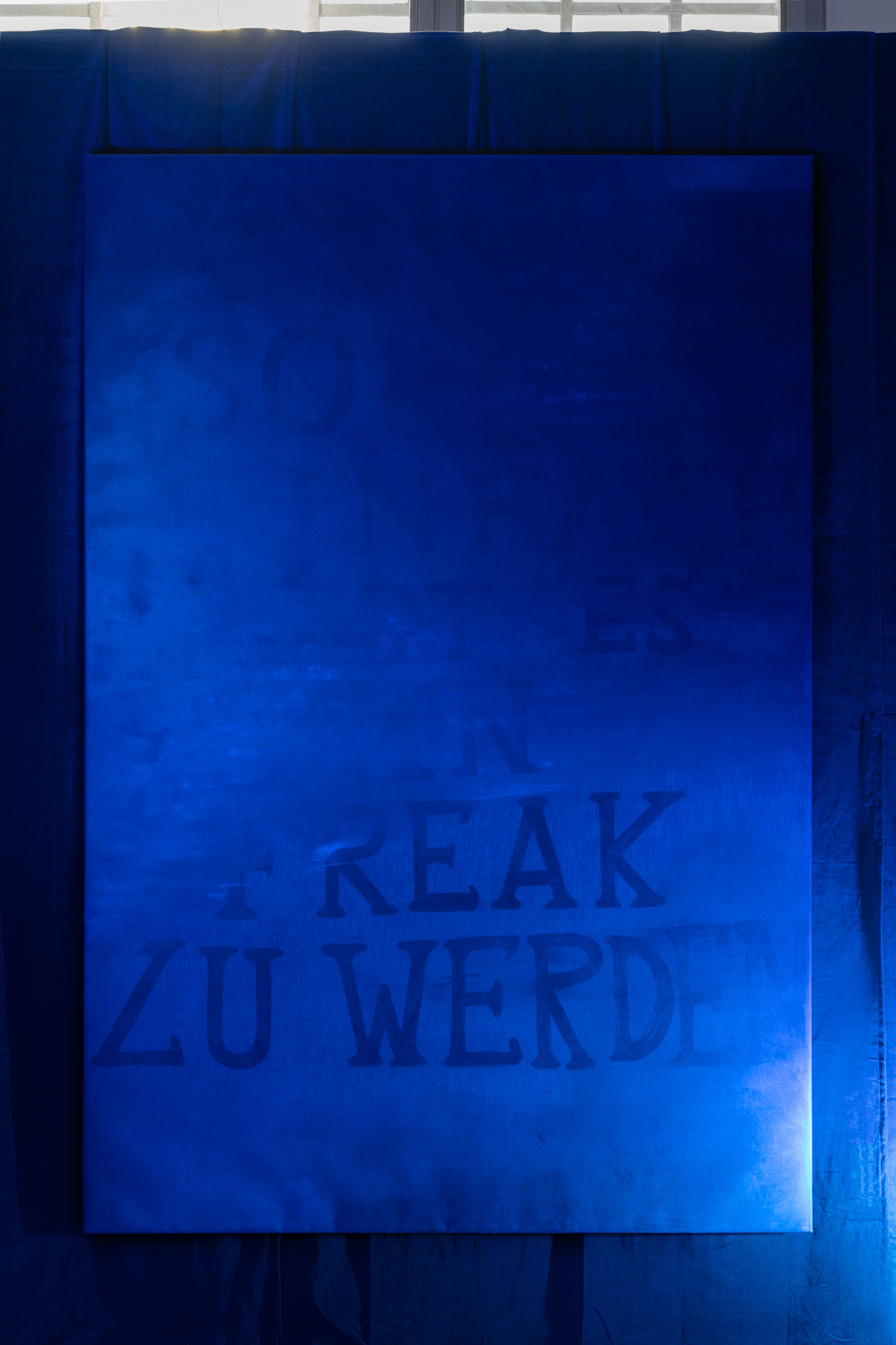 Sylvain Gelewski, Spieglein 1 (So einfach ist es ein Freak zu werden), oil on linen, 240 x 160 cm, Sihl Delta, Zurich, 2024