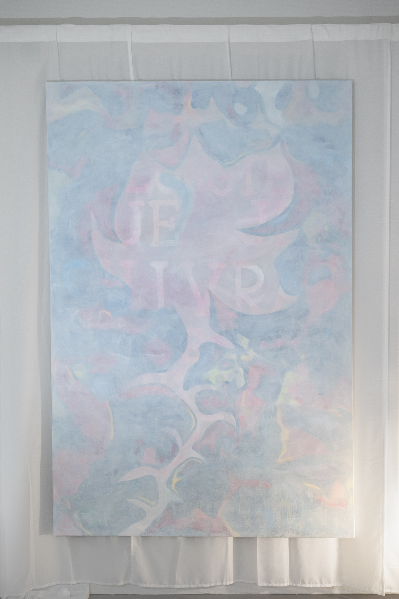 Sylvain Gelewski, Spieglein 2 (Aussi longtemps que je suivrai cette voie, je nâaurai rien Ă craindre), oil on linen, 240 x 160 cm, Sihl Delta, Zurich, 2024