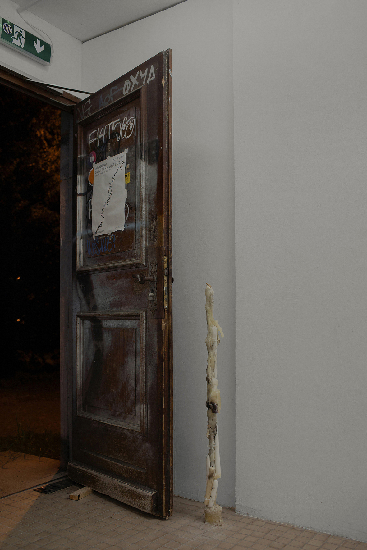 Intention Ghosts (retitled), 2021/24, series, candle remnants, wax, armatures, various materials, dimensions variable