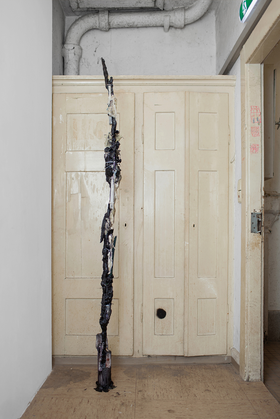 Intention Ghosts (retitled), 2021/24, series, candle remnants, wax, armatures, various materials, dimensions variable