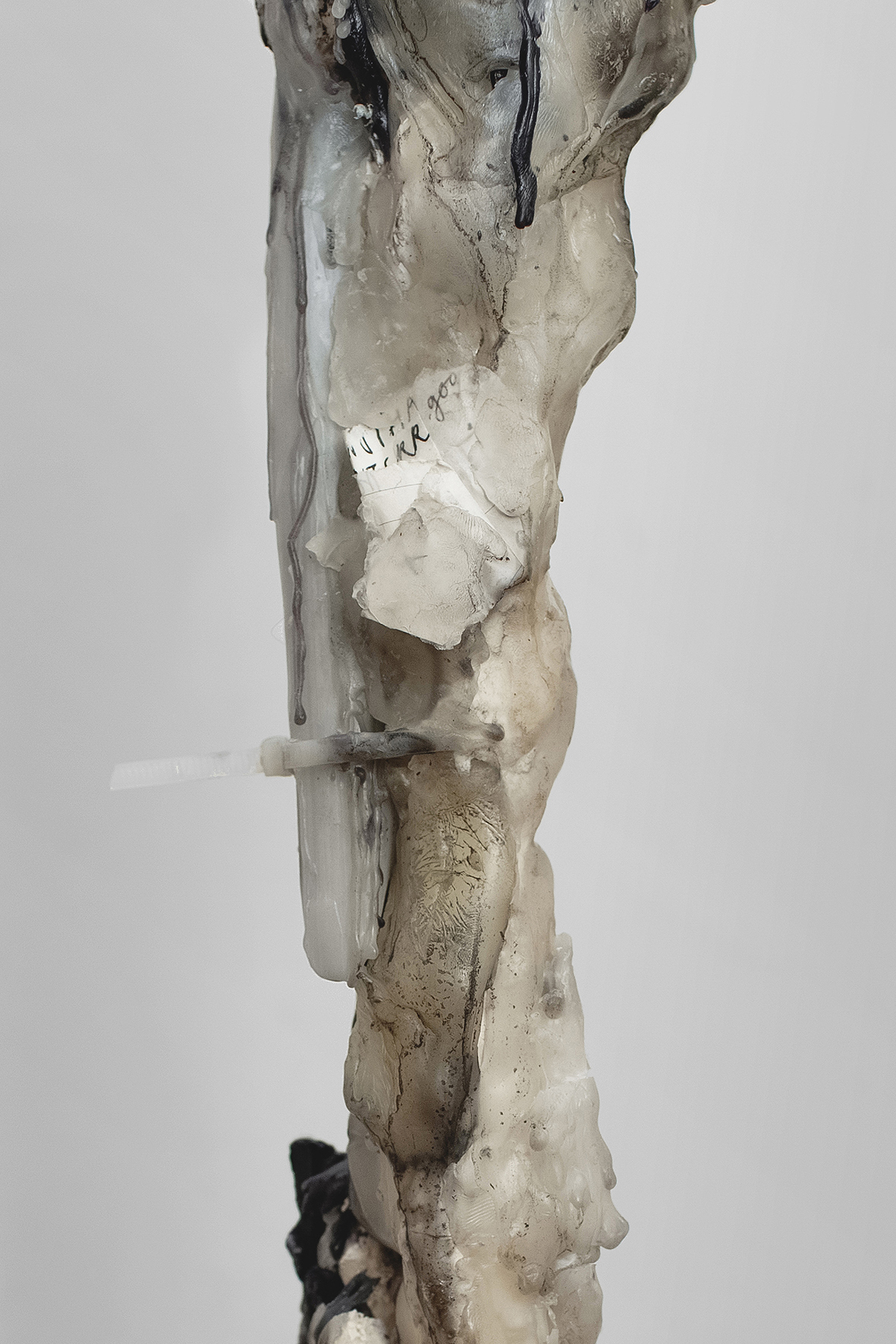 Intention Ghosts (retitled), 2021/24, series, candle remnants, wax, armatures, various materials, dimensions variable (detail)