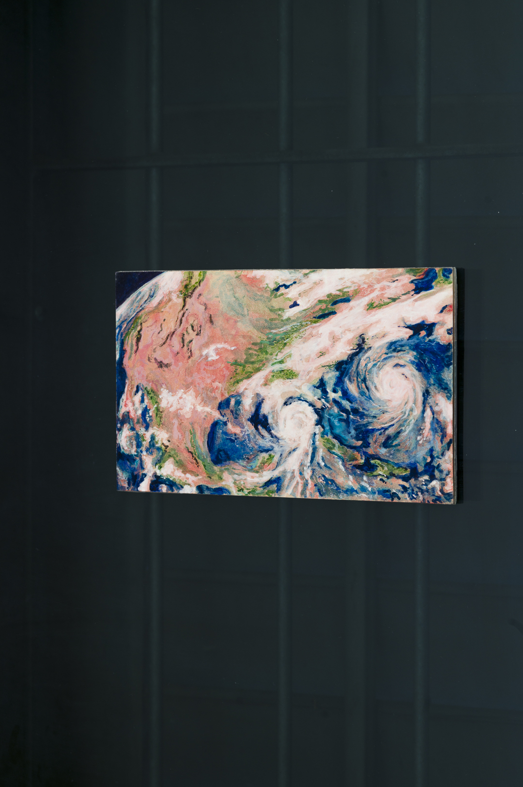 Lorenz Kunath, coming home, 2024, oil, watercolor, shellac, paper, glass, acrylic, 16 x 27 cm