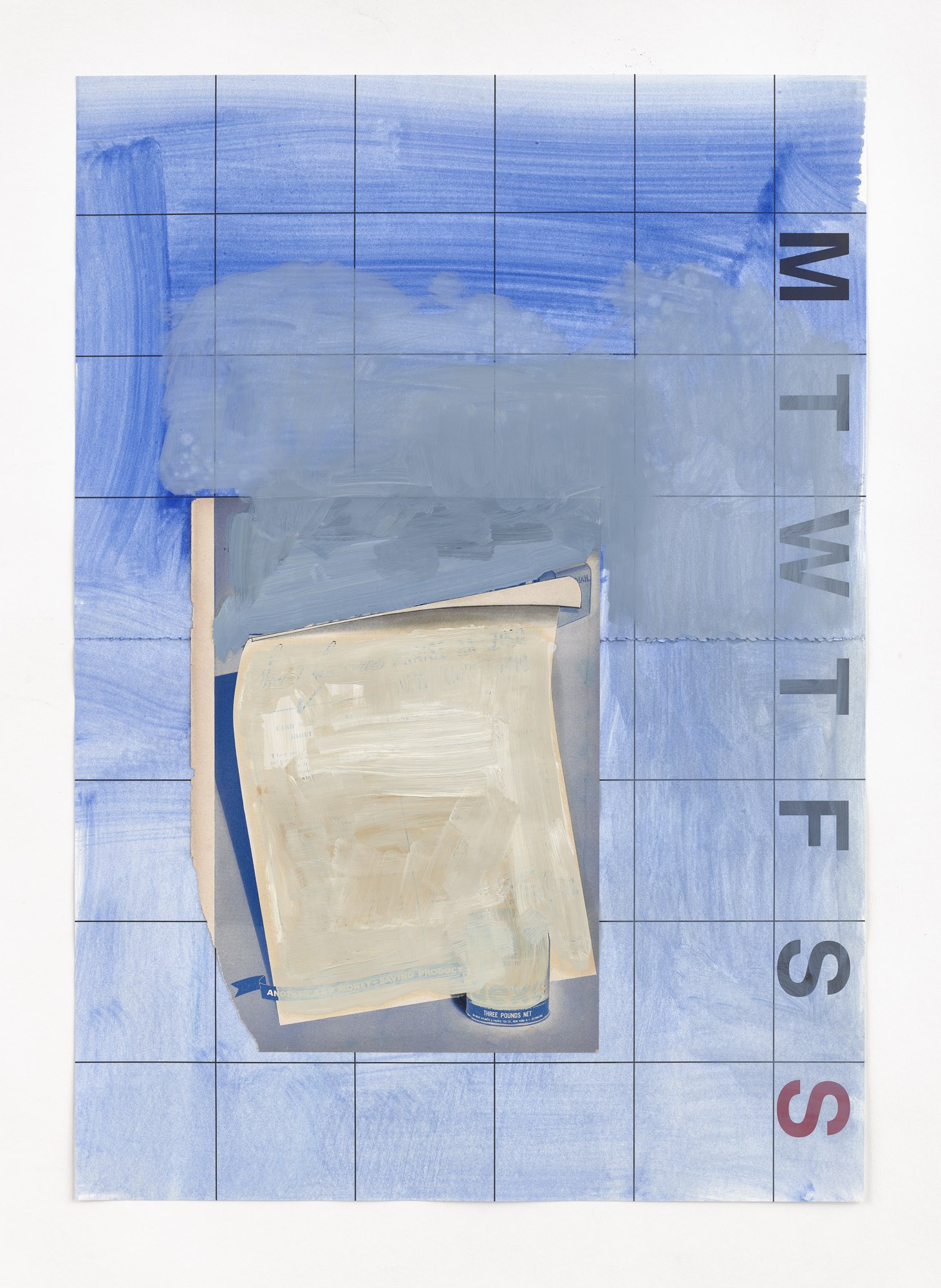 Anne Neukamp, Untitled (monthly planner #19), 2022, mixed media on calendar pages, 59 x 42 cm