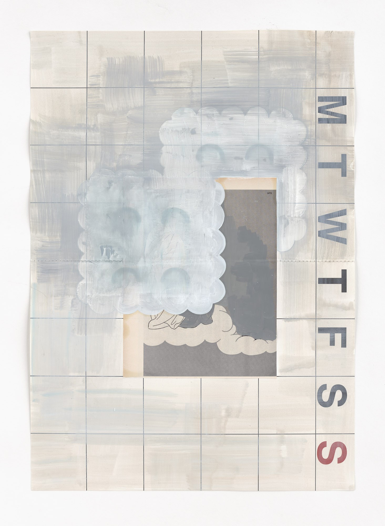 Anne Neukamp, Untitled (monthly planner #17), 2022, mixed media on calendar pages, 59 x 42 cm