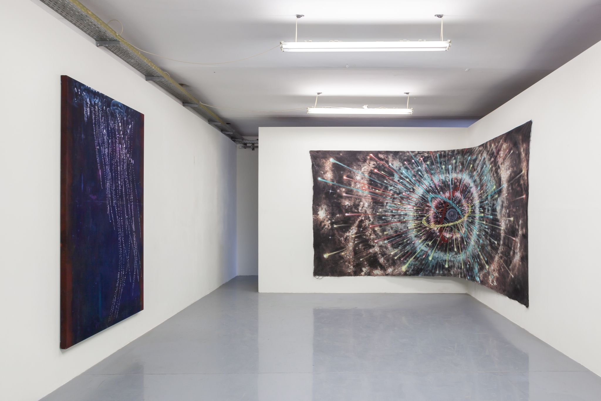 "Moon, she said...", Hugo Canoilas (left); Michi Lukas (right), installation view