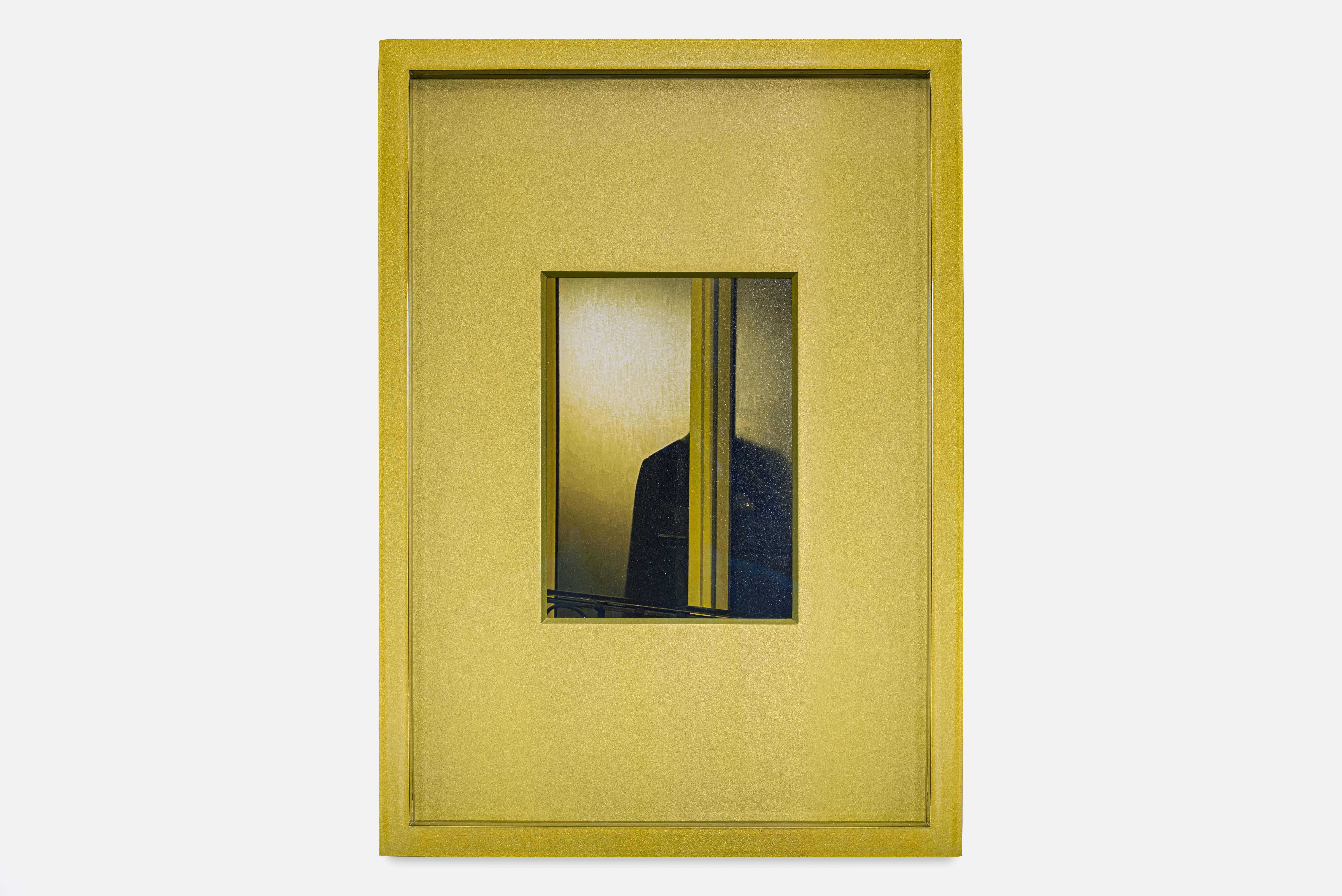 Hubert Marot, âRDC (Giallo Exploit)â (c-print, MDF, automotive paint and varnish, anti-reflective glass; 42 x 30 x 3 cm), 2023.