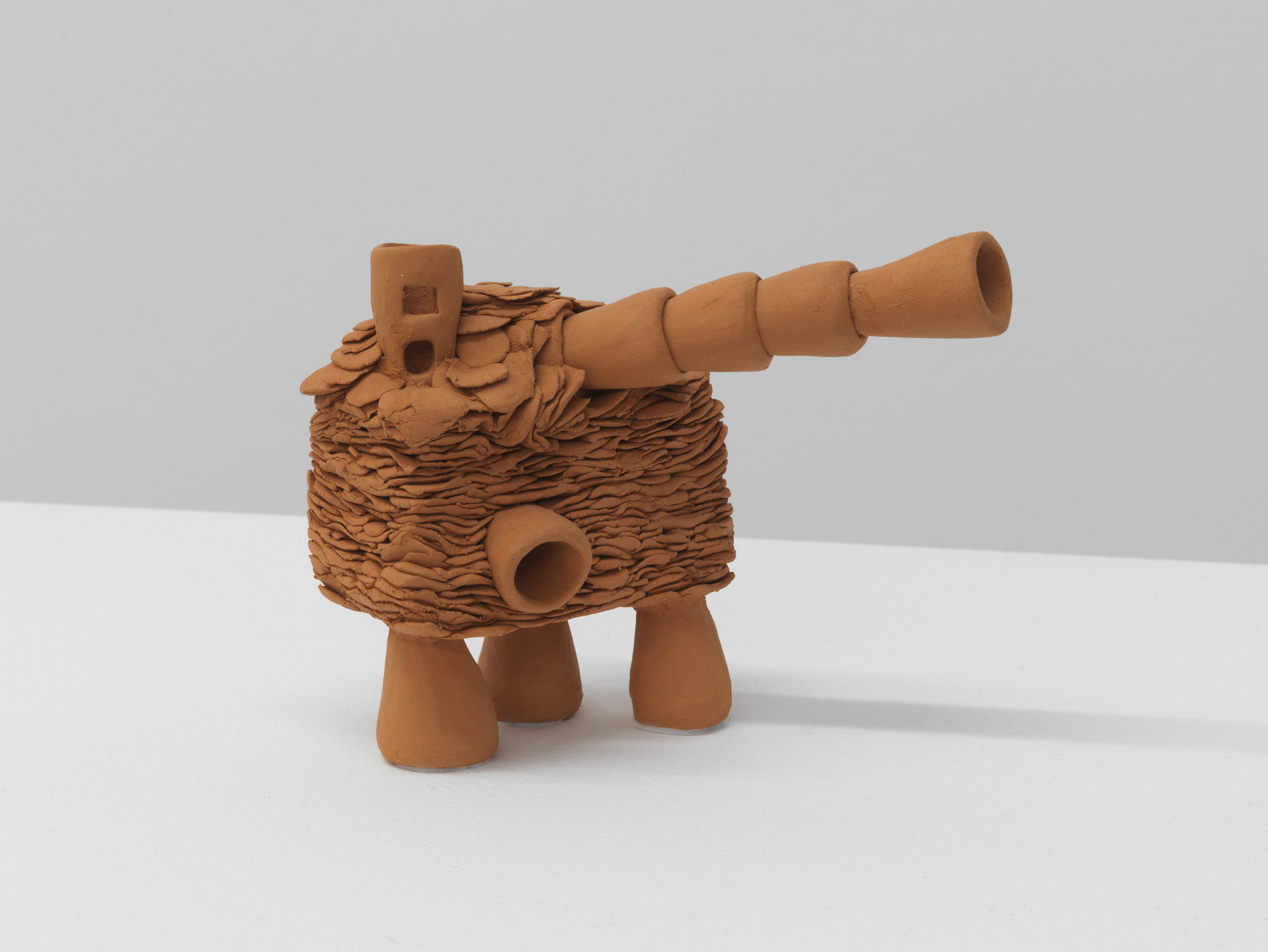 Paky Vlassopoulou, People trying to get themselves homes, 2024, Terracotta, 11 x 7.5 x 4 cm, Unique, courtesy the artist and Callirrhoë, Athens, image © Stathis Mamalakis 2024