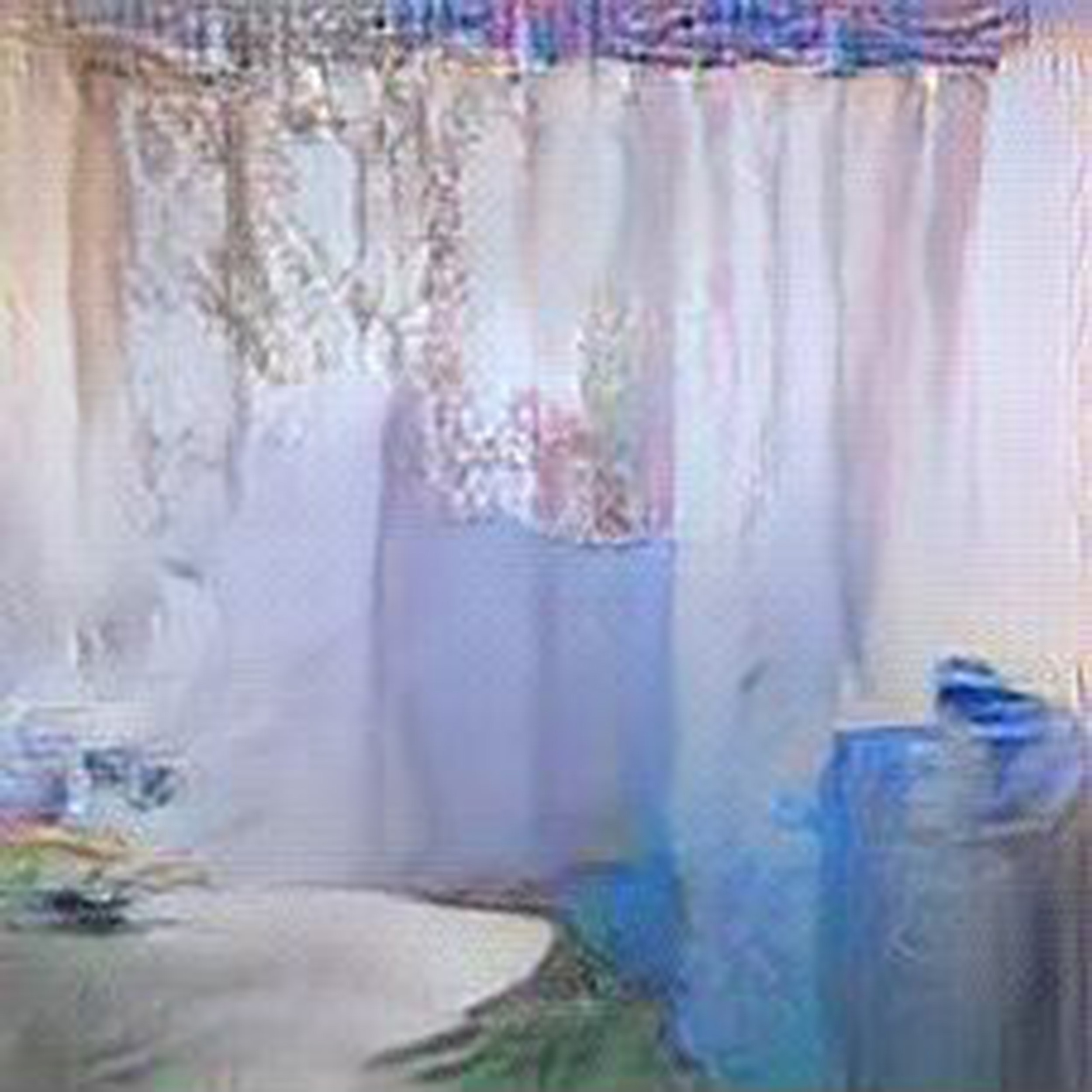 Constant Dullaart, Synthesised Image Net (Shower Curtain), 2017, Neural network synthesised images class; Acrylic and clear coat on canvas, 200 x 200 cm