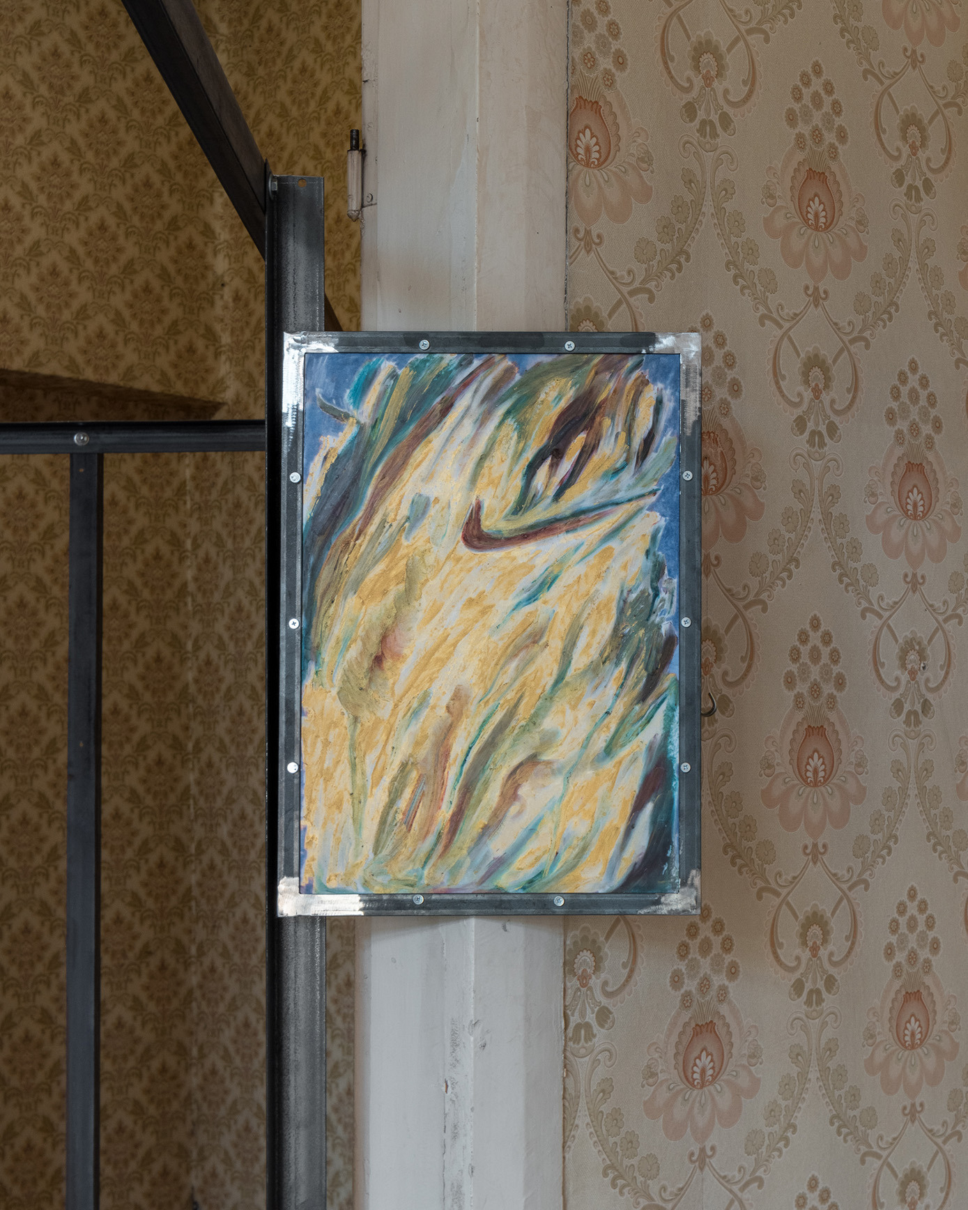 Salome Dumbadze, Nike, 2024, Oil sticks on paper, metal frame, 29.7 x 42 cm 