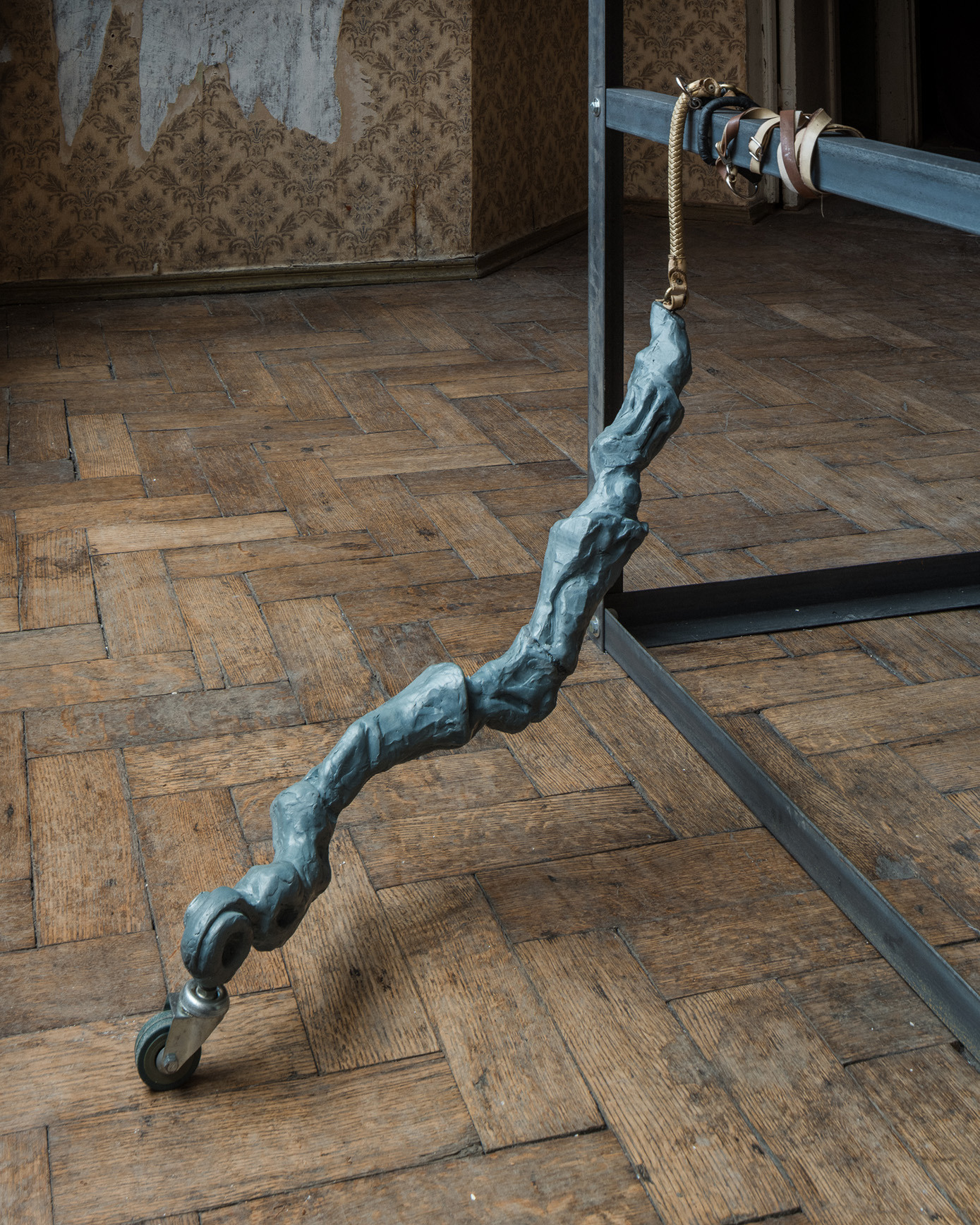 Ana Gzirishvili, Usher, 2024, Polyurethane resin, metal, plastic, fabric, leather, faux leather, Size varies