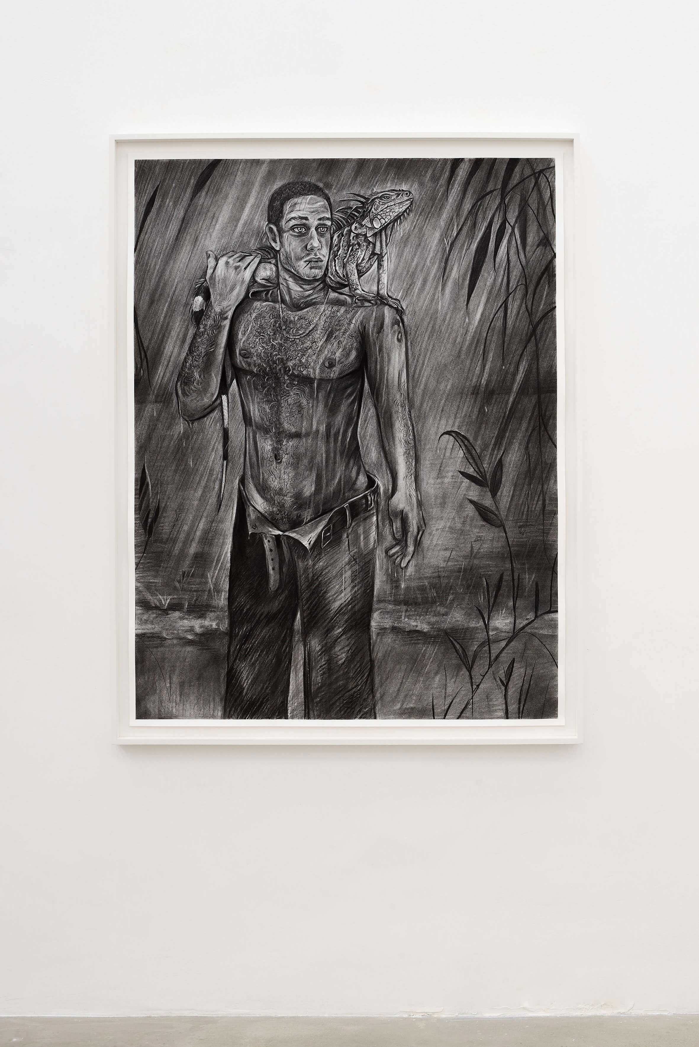 Alina Perez, Ráscame, 2024 charcoal on paper, framed, 134 x 104 x 5 cm