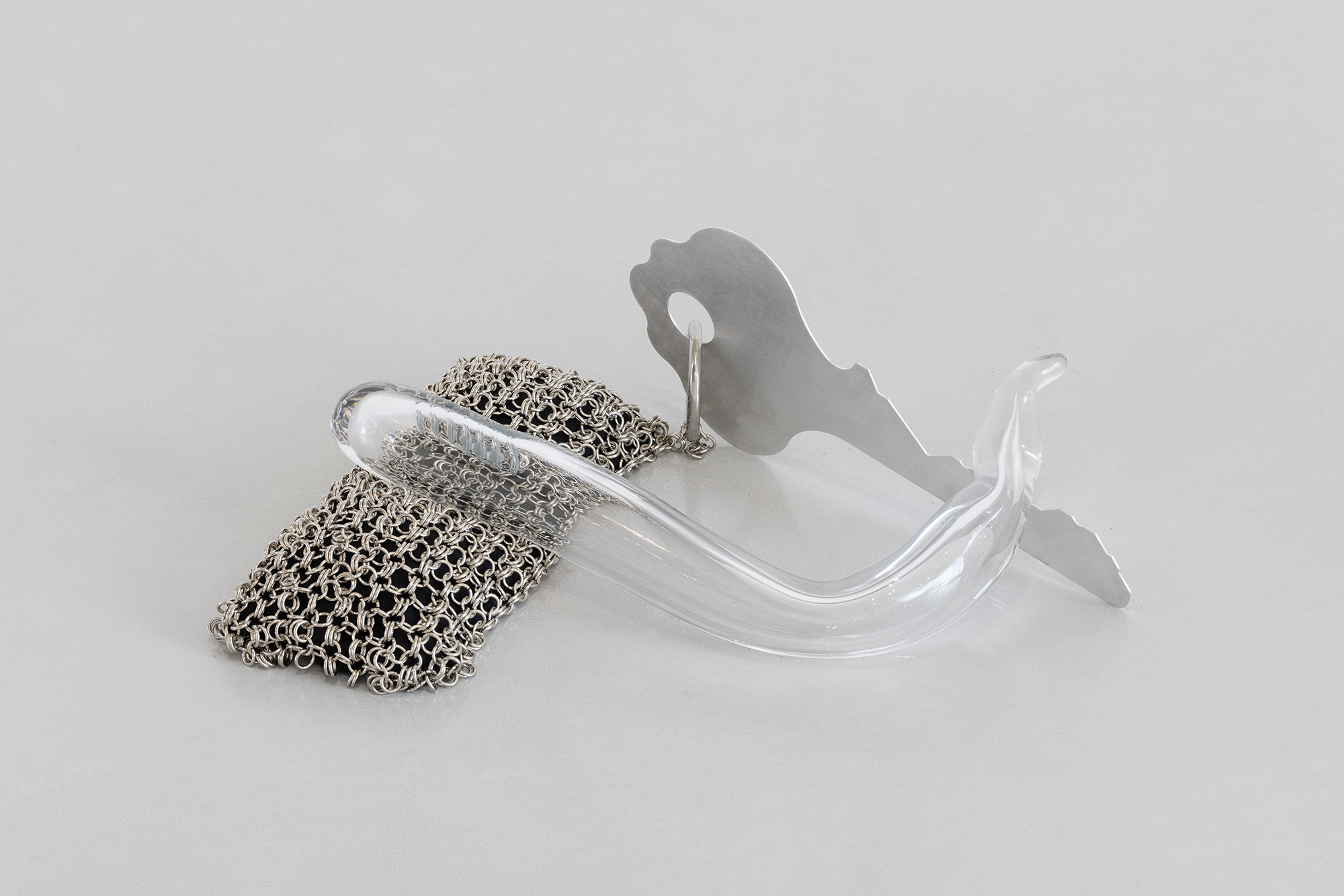 Andreia Santana; do not duplicate; 2024; Variable dimensions; Blown glass and aluminum; Courtesy of the artist.
