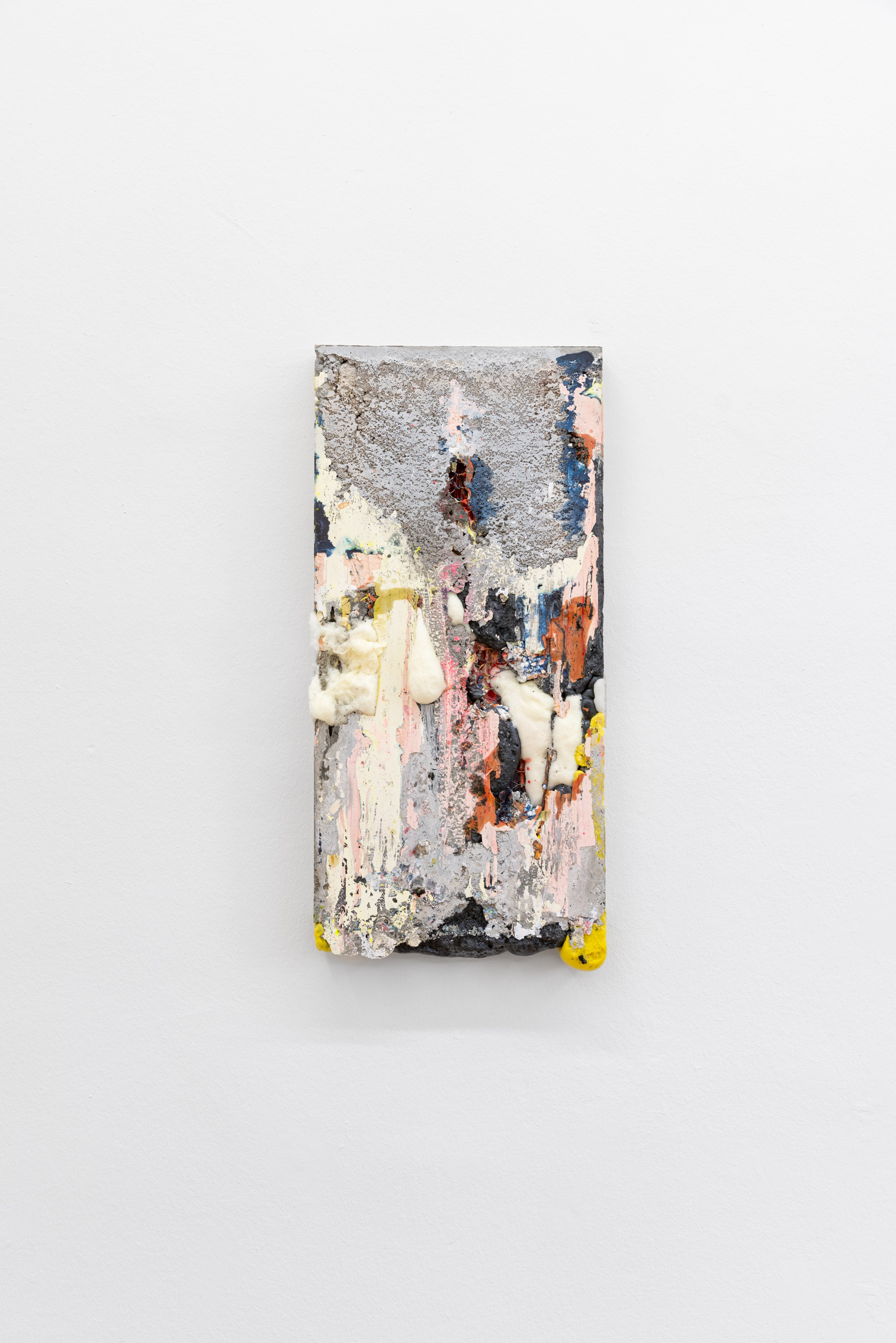 Patrick Ostrowsky, relief #4 (mellow), 2024, concrete, plaster, epoxy resin, polyurethane, steel on wood, 65,5 x 31 x 6 cm