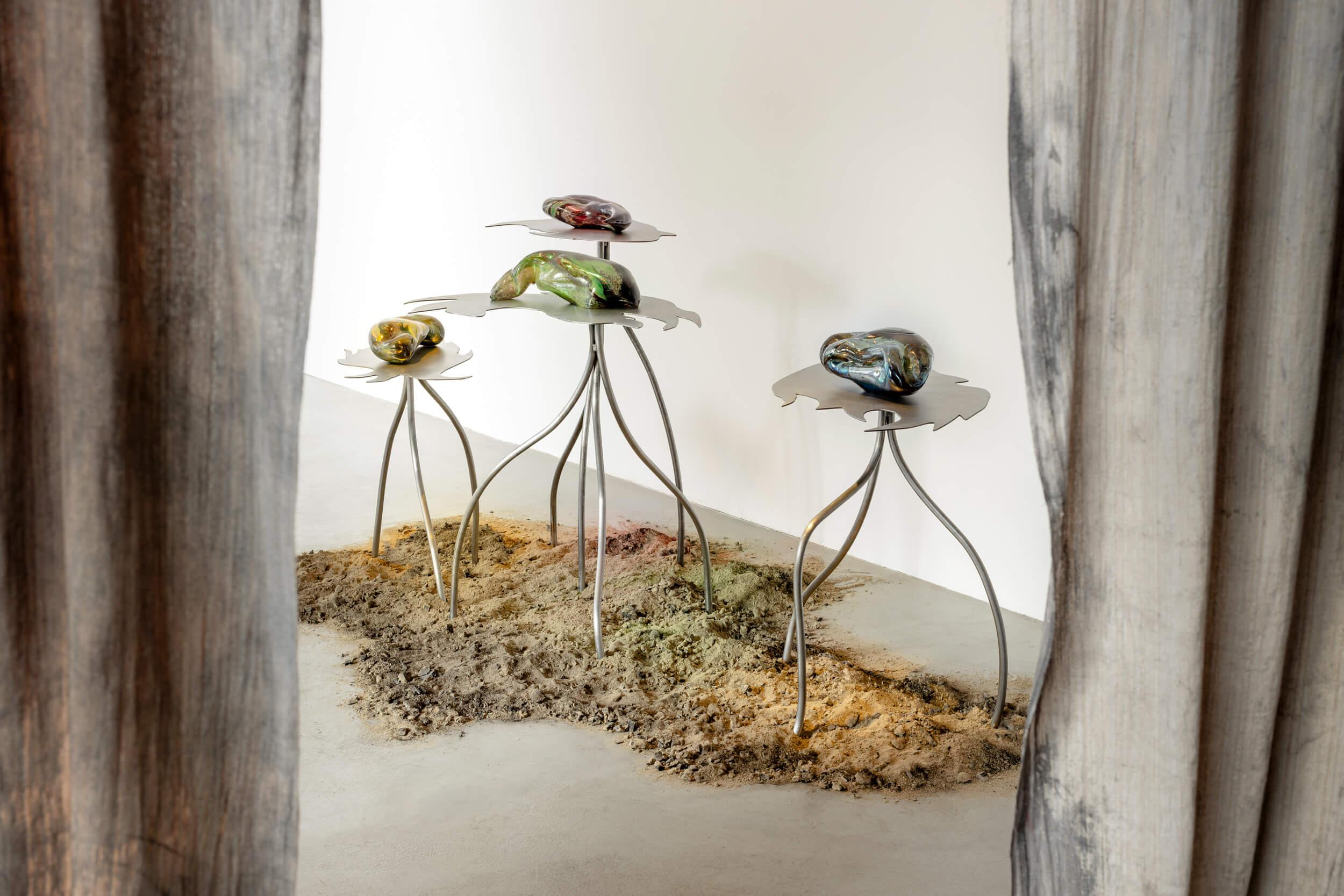 Four Humors / polished steel, glass produced through a hot process, 2024