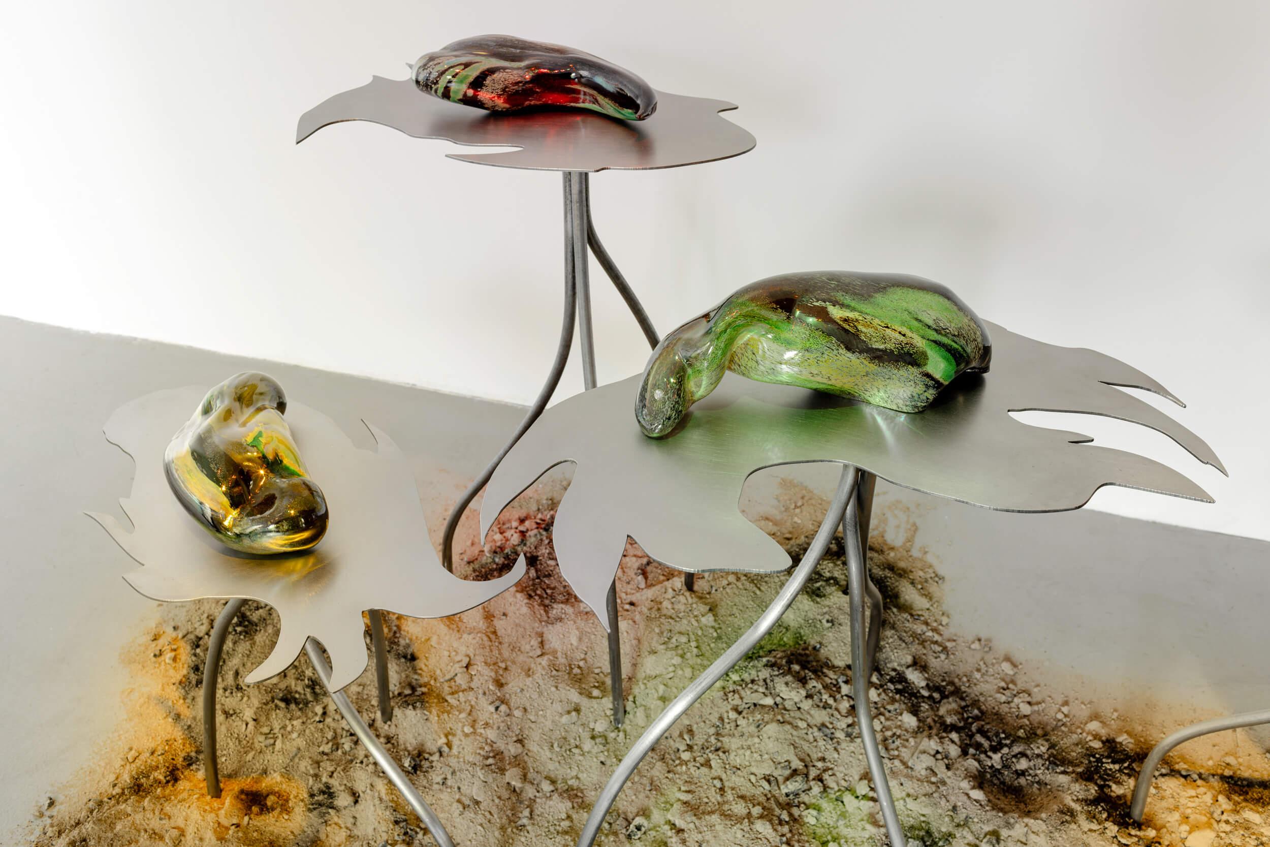 Four Humors / polished steel, glass produced through a hot process, 2024