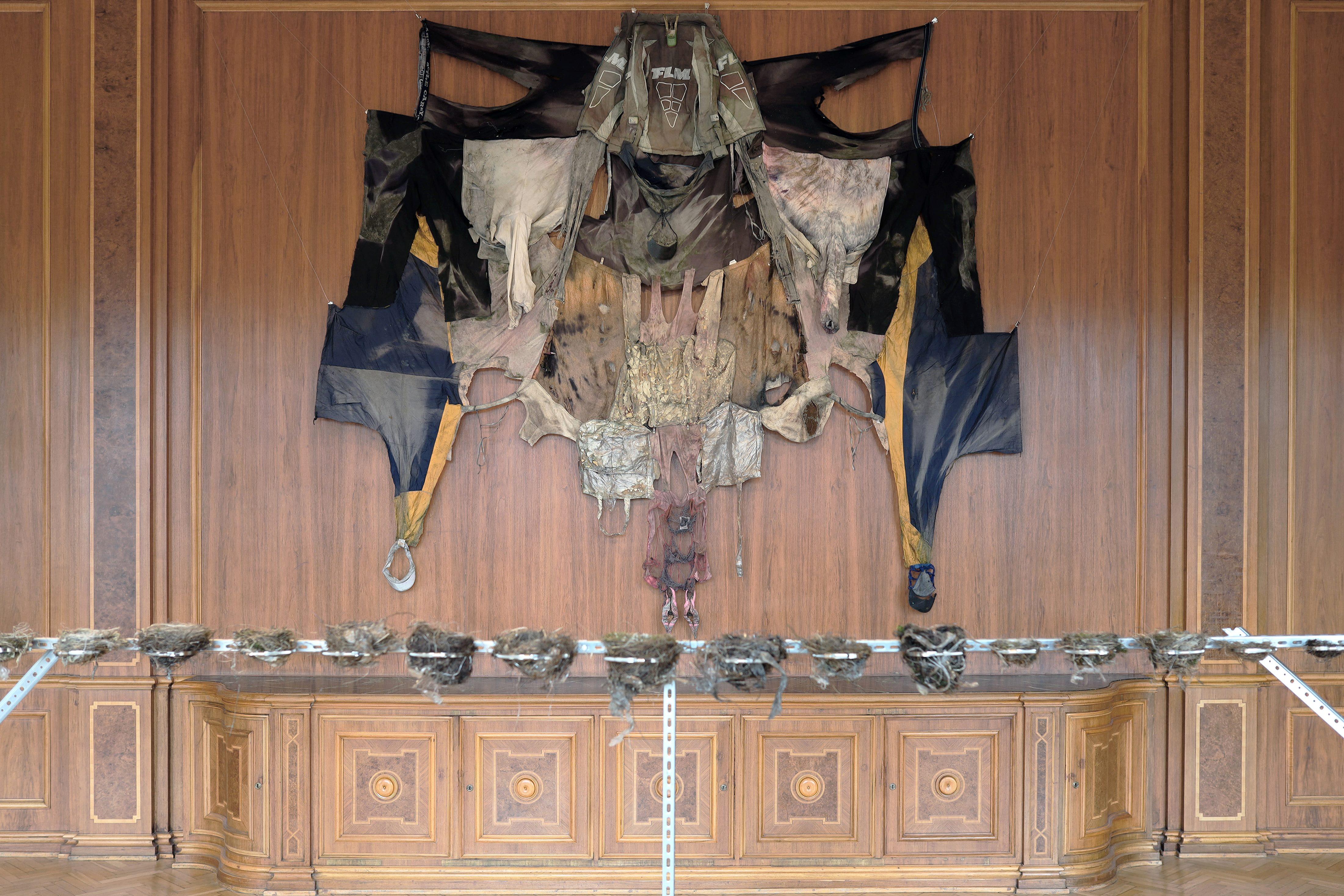 Marek Wodzisławski, tapestry - third-hand garments, 2024