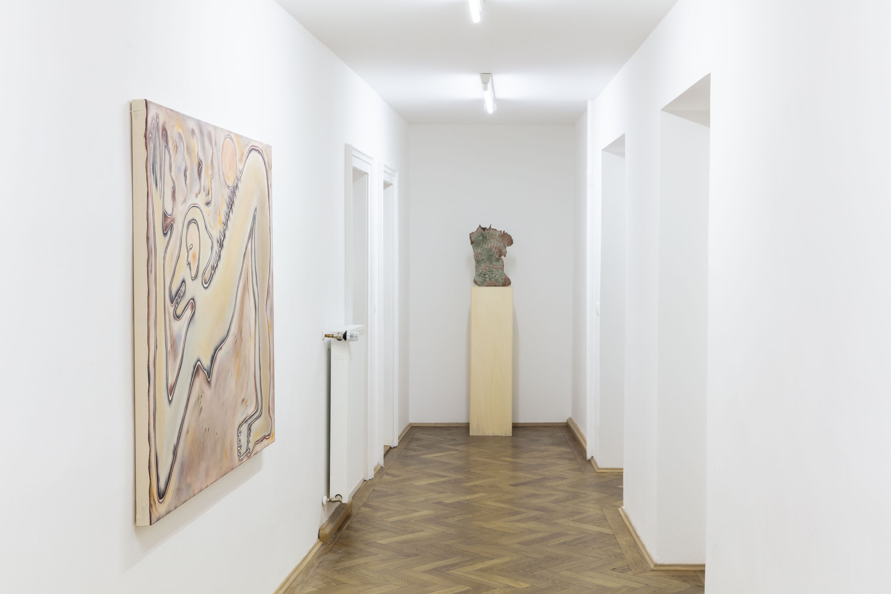 Anousha Payne, A faint glow, a stone and a shark’s tooth, 2024, exhibition view at Sperling, Munich