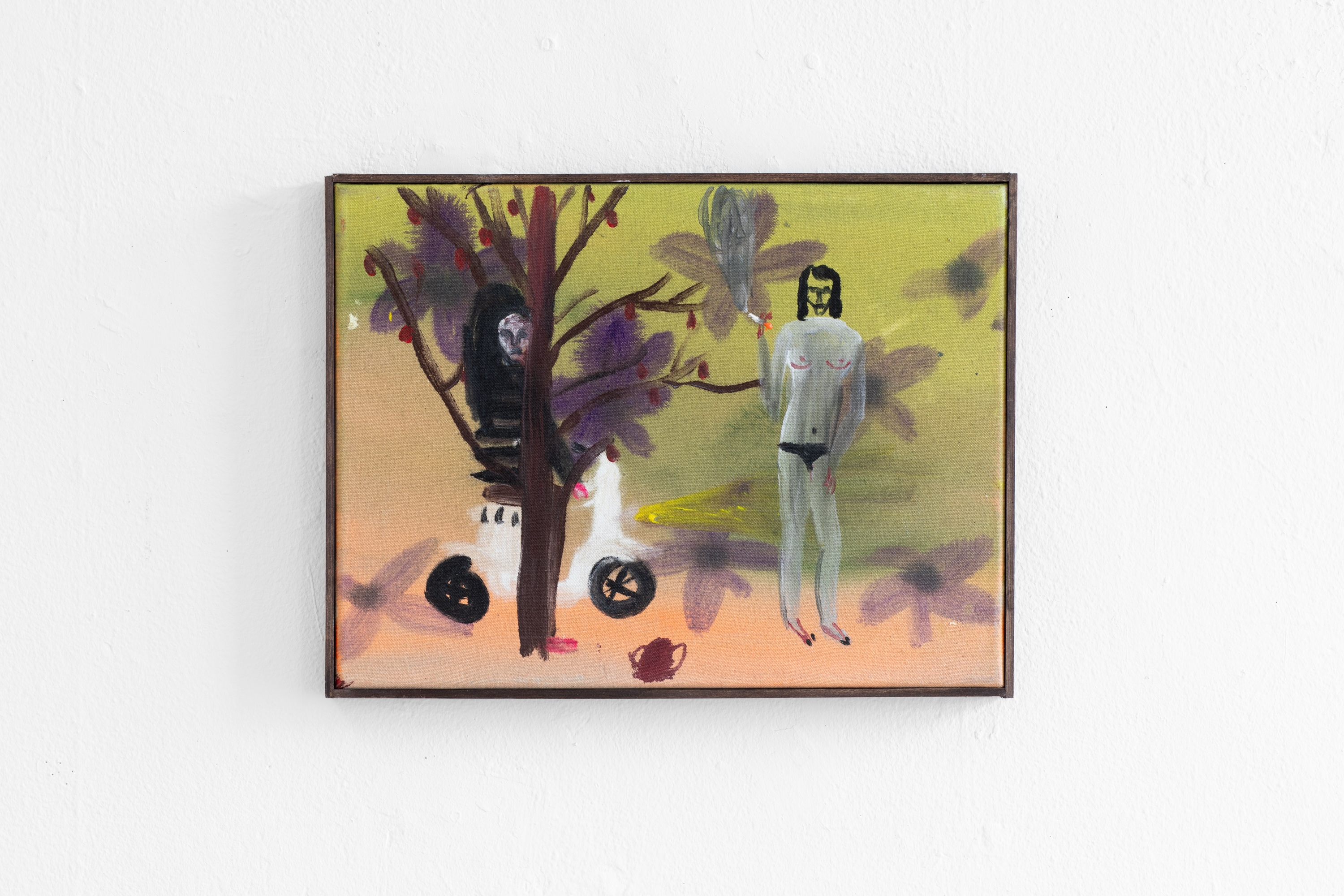 David Noro, âTeenagersâ, 30x40 cm, pigments, acrylic and ink on linen, photo: Mads Holm