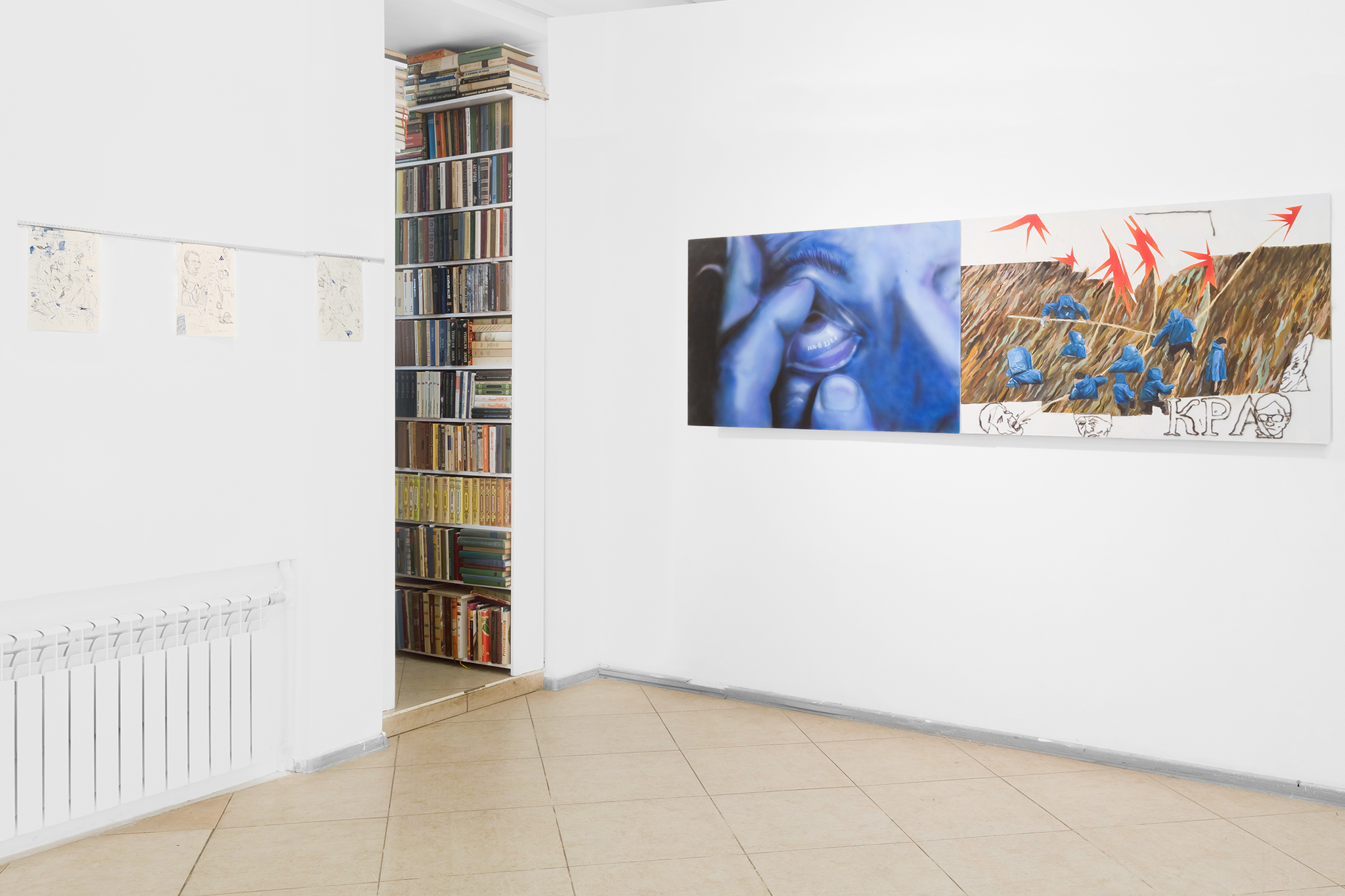 Installation view hall 1: Mikhail Dobrovolsky – Underlook, “H.L.A.M.” gallery, Voronezh, 2024