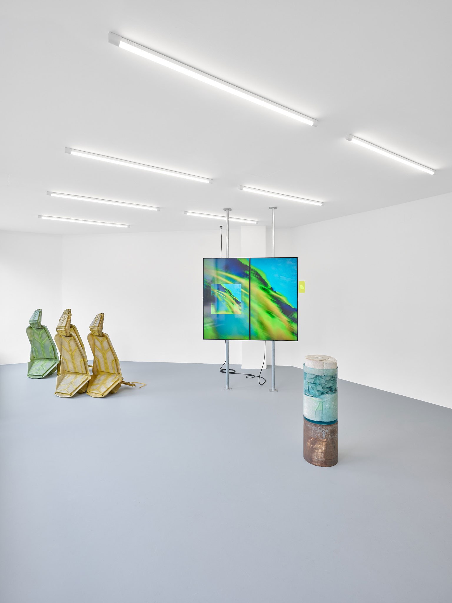Installation view, SOFT LIQUIDS, HARD SHELLS, Kunstraum Konrad, 2024 Photo: Tobias Ehrhardt