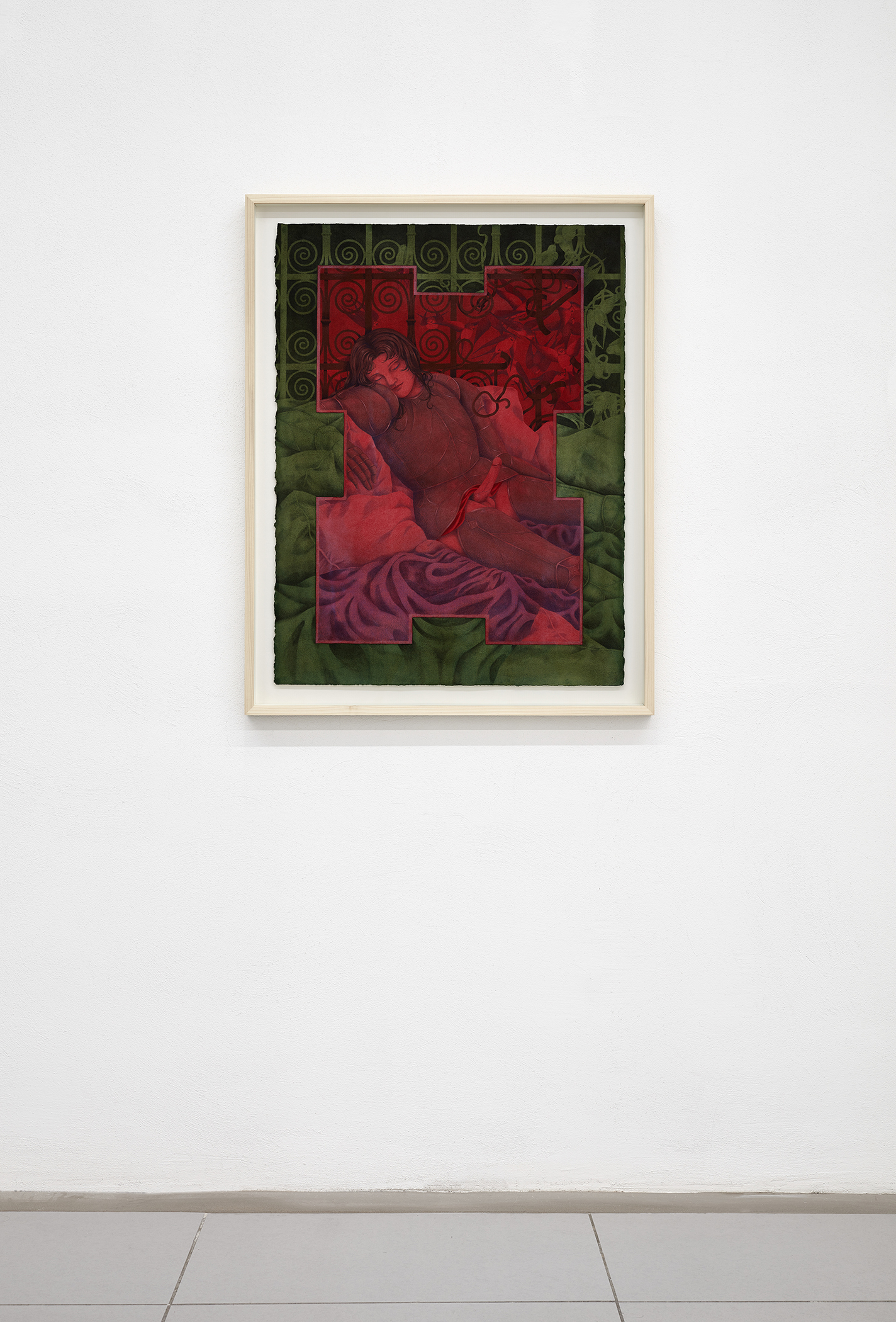 Oda Iselin Sønderland, "Mars", 2024 (Watercolour and gouache on paper, frame, 86,7 x 65,7 cm).