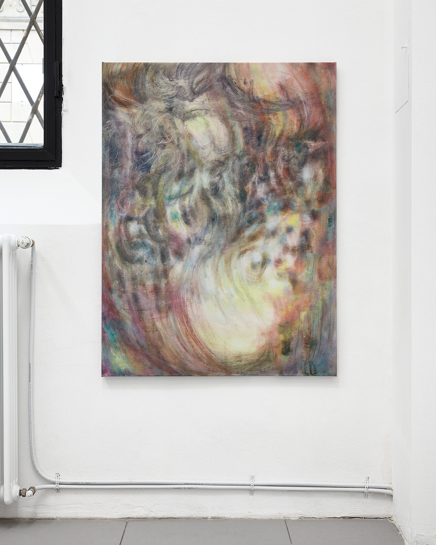 Naeun Kang, "With Your Face This Close (3)", 2024 (Oil on primed linen, 120 x 90 cm).