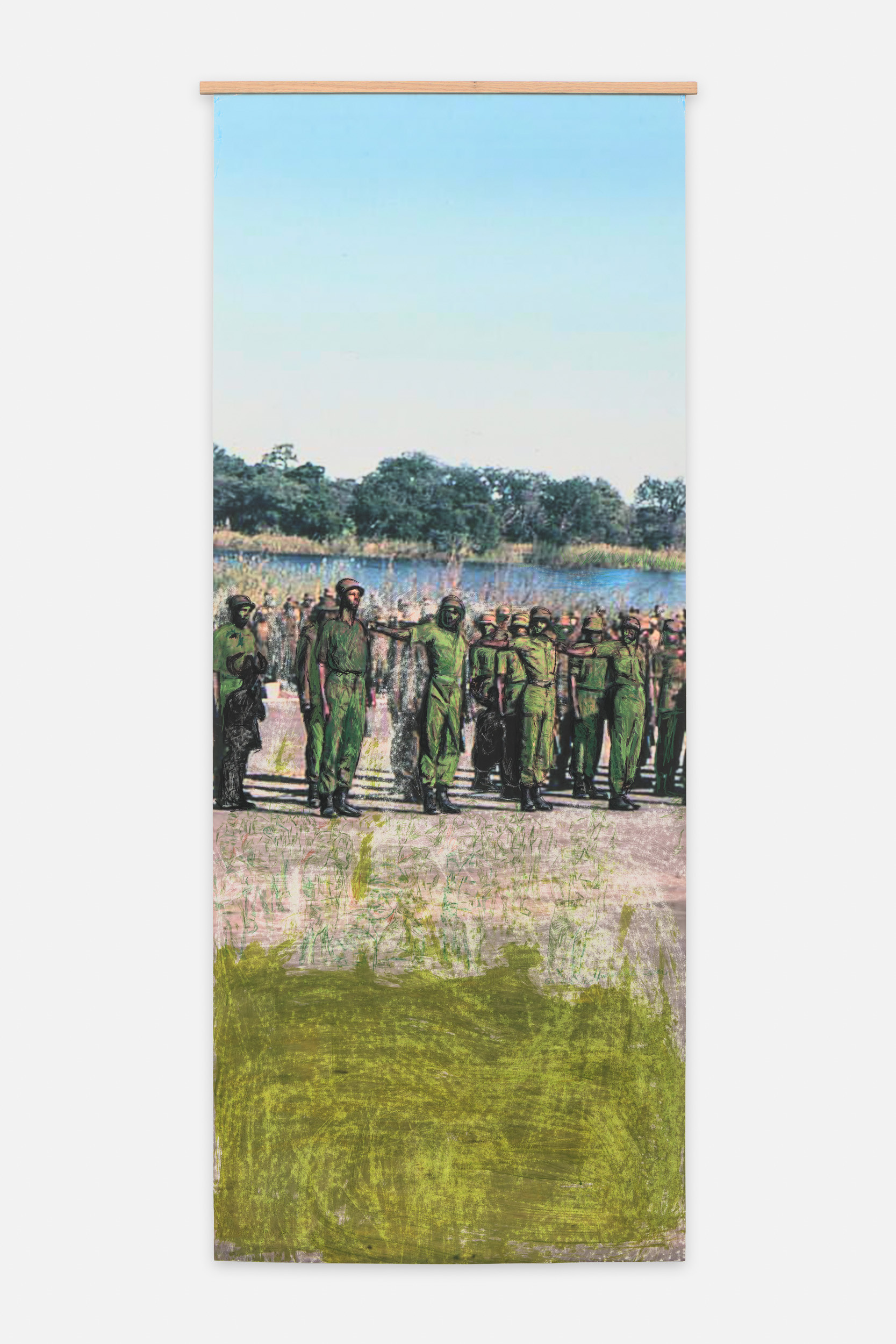Helena Uambembe, In the river on the banks Captain is calling, 2024, 200 x 80 cm