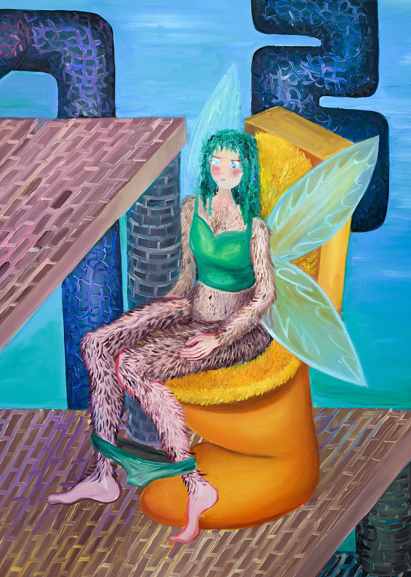 Where do these pipes run?, 2024, oil and acrylics on canvas, 170x130 cm, detail