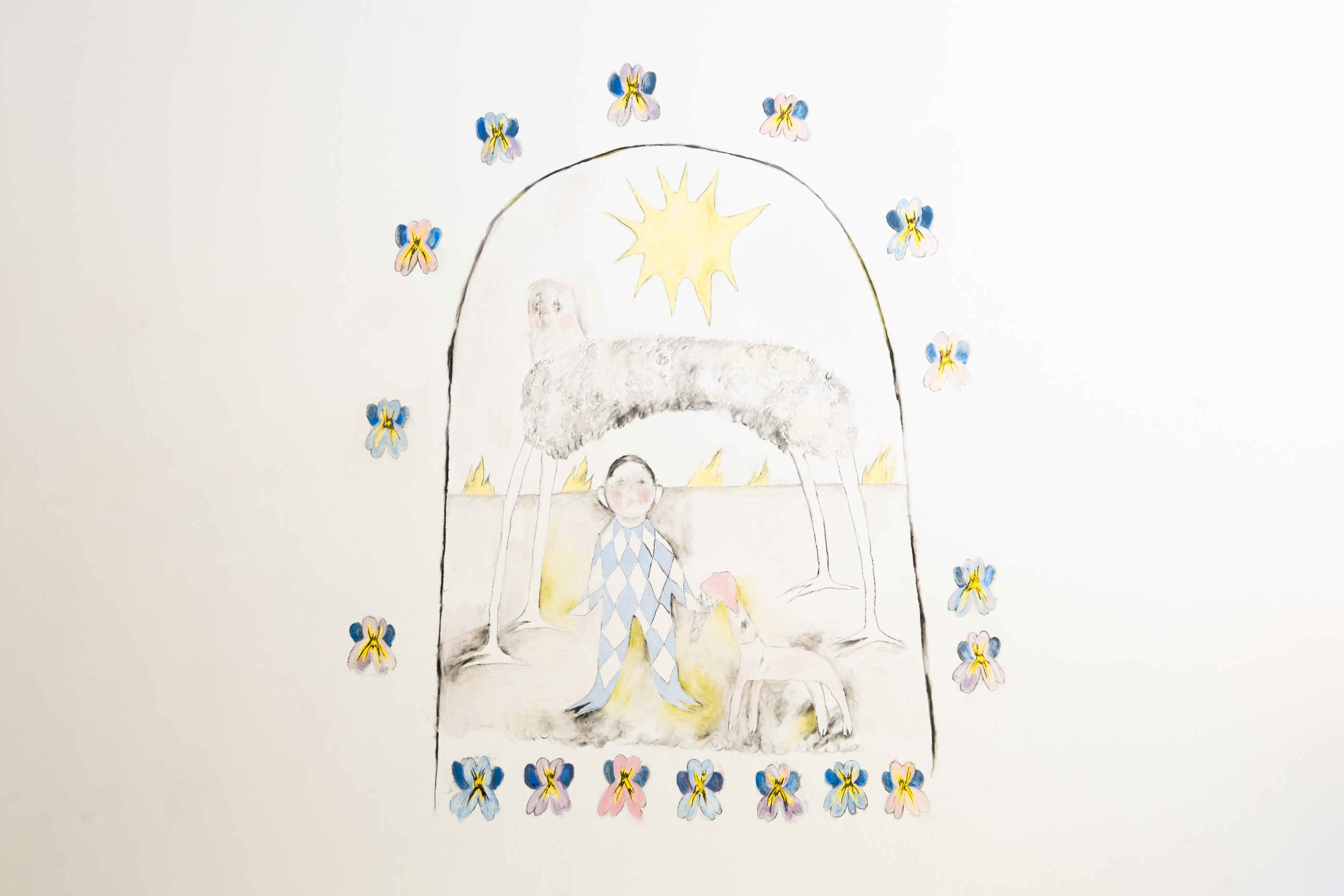 Mio Puttonen, Pansy land, 2024, charcoal, soft pastels. Image: Inari Sandell.