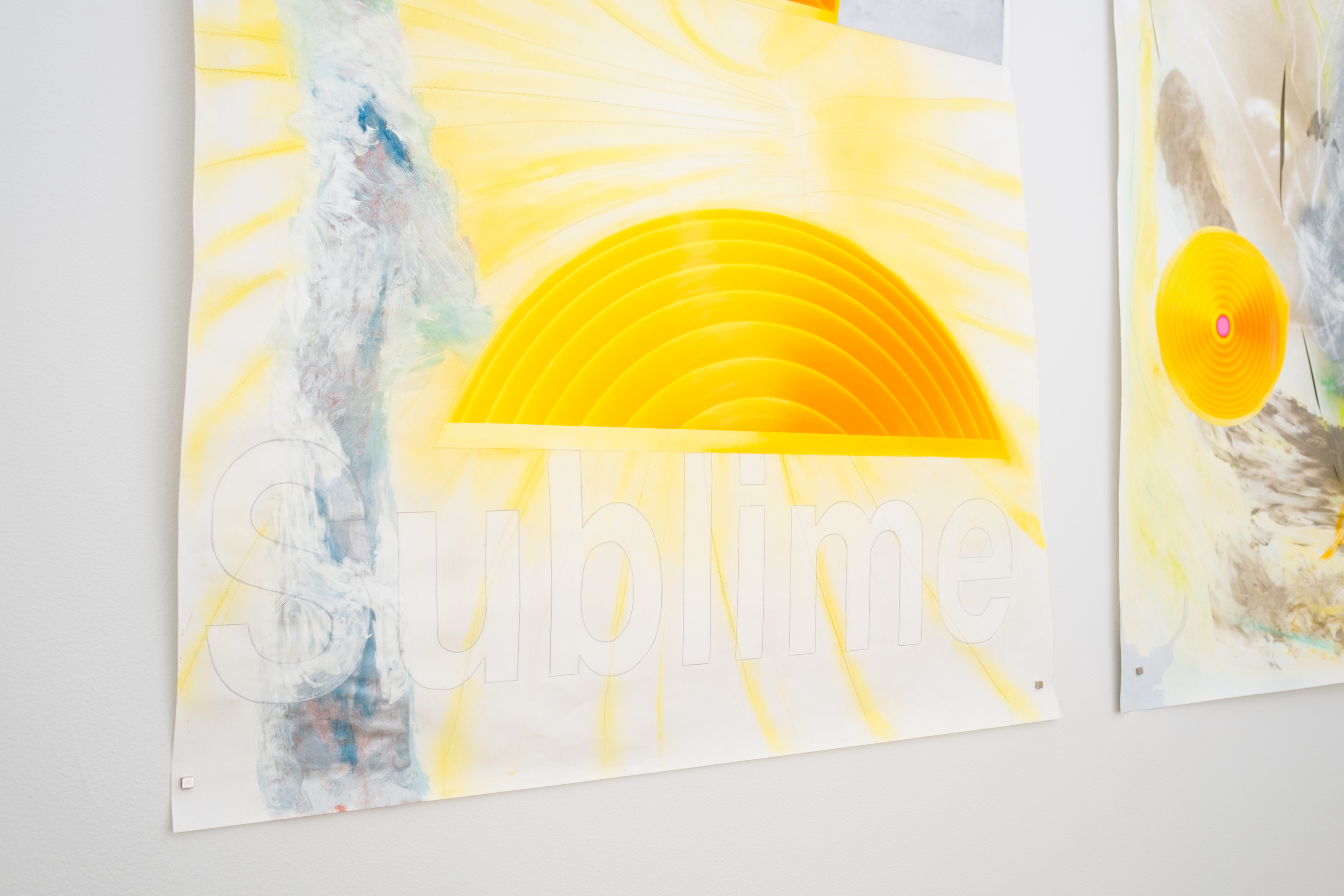 Eeva Juuti, Sublime, 2024, dry pastel, acrylic paint, spray paint, pencil, photograph, digital image. Image: Inari Sandell.