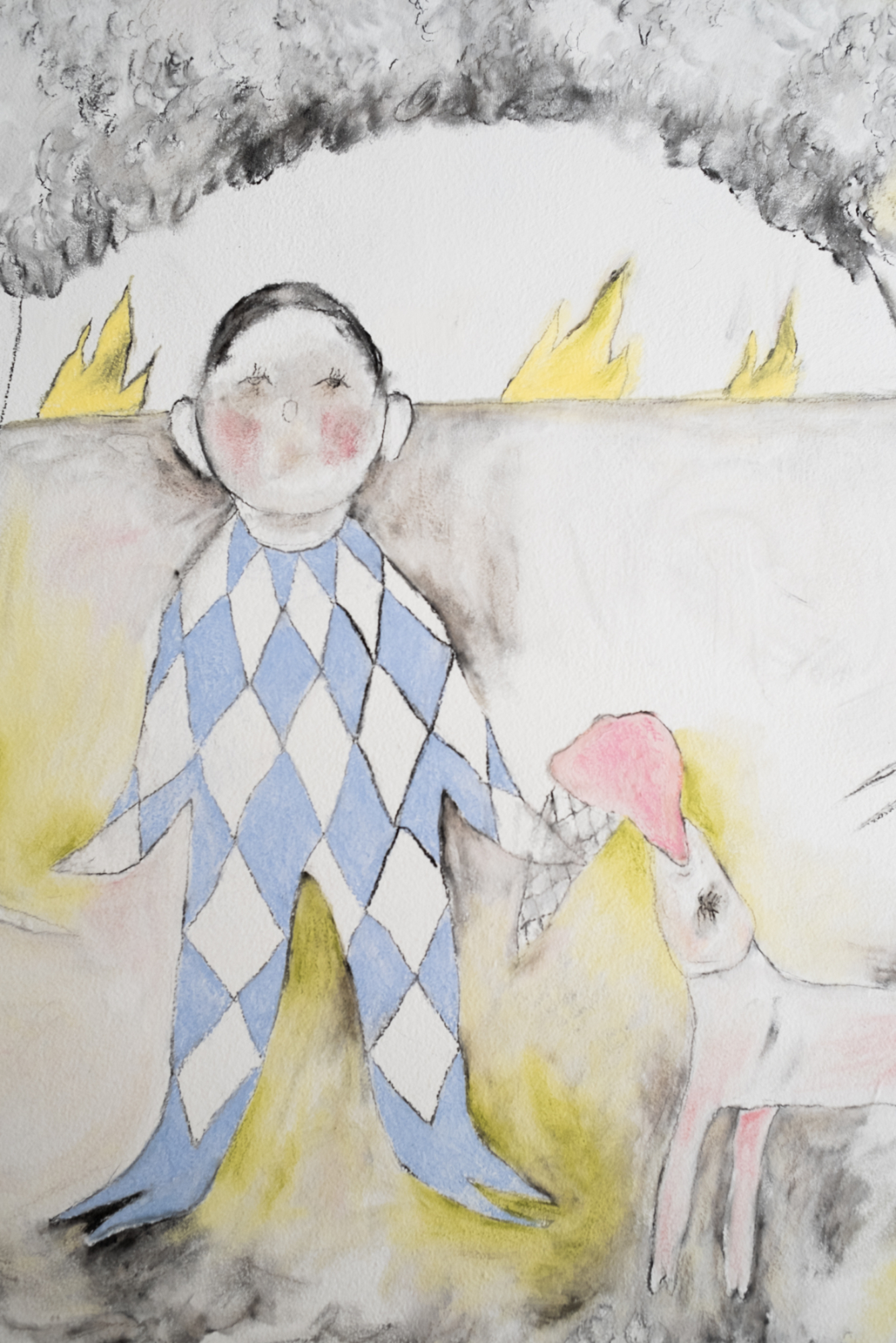 Mio Puttonen, detail of Pansy land, 2024, charcoal, soft pastels. Image: Inari Sandell.