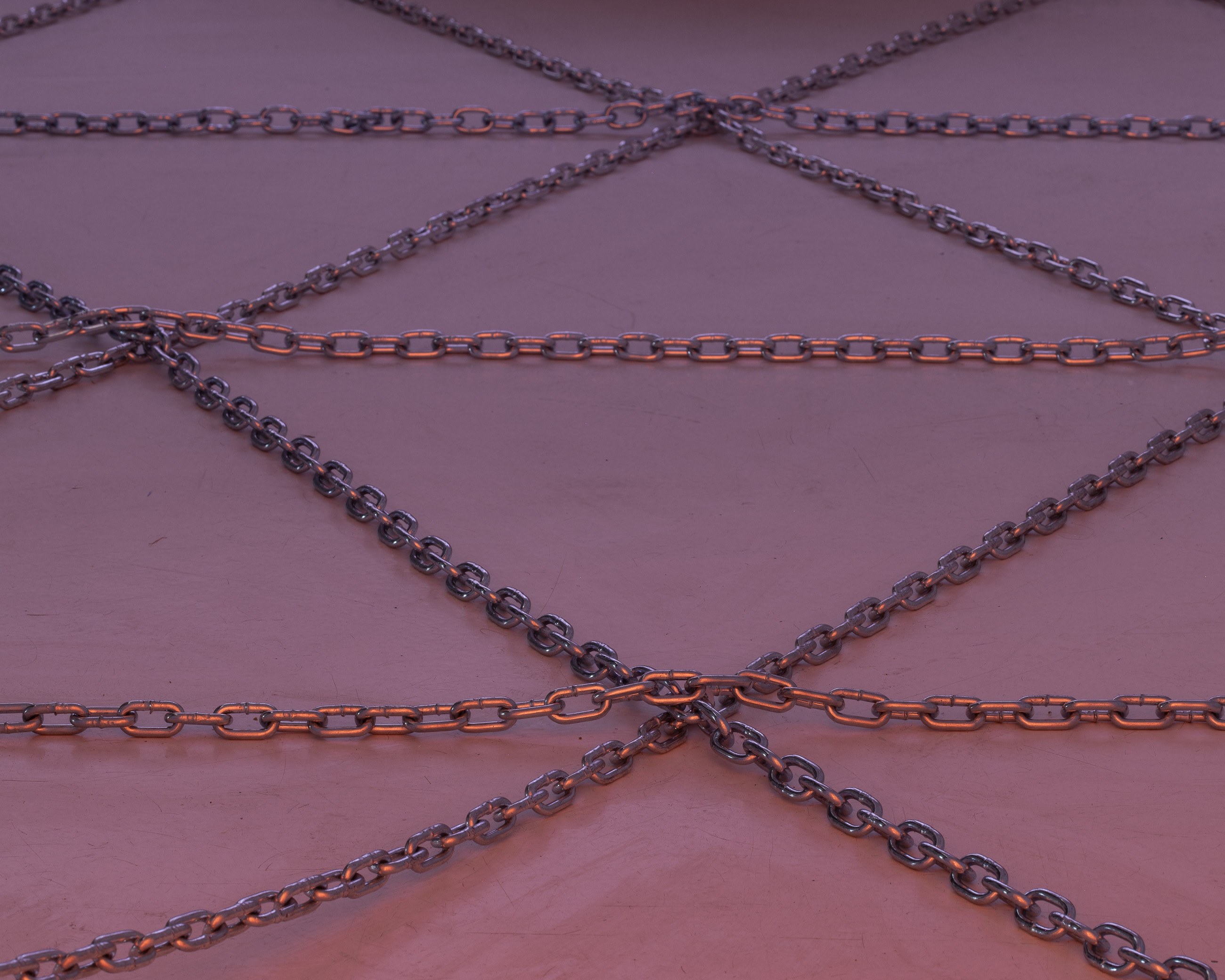 Omsk Social Club, "Flatline Geo" from "S.M.I2.L.E." â A Trip Into Synthesia", 2019, floor map for video installation: materials include metal chains, dimensions variable